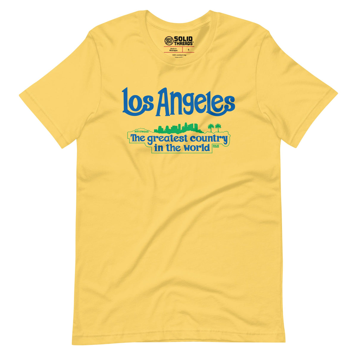 Men&#39;s Los Angeles The Greatest Country In The World Vintage Soft Style T-Shirt | Funny California Tee | Solid Threads