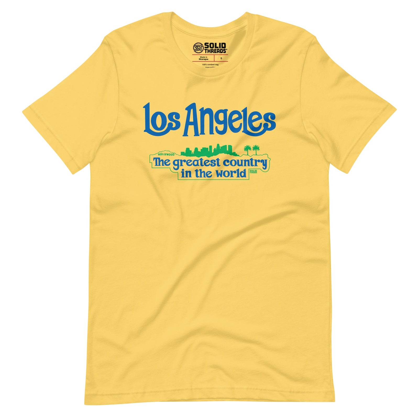 Men's Los Angeles The Greatest Country In The World Vintage Soft Style T-Shirt | Funny California Tee | Solid Threads