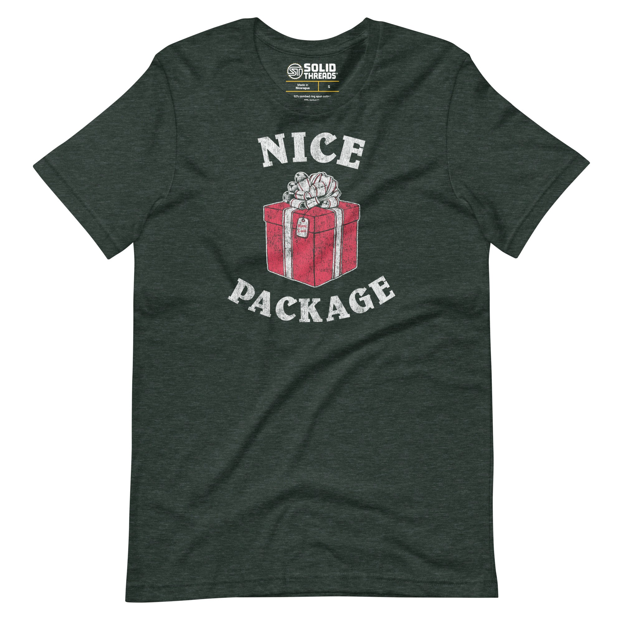 Men's Nice Package Vintage Soft Style T-Shirt | Funny Christmas Party Tee | Solid Threads