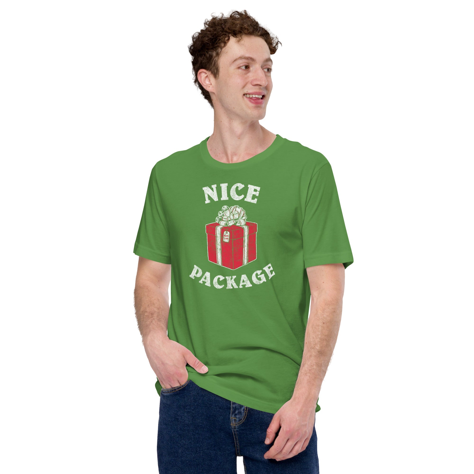 Men's Nice Package Vintage Soft Style T-Shirt | Funny Christmas Party Tee | Solid Threads