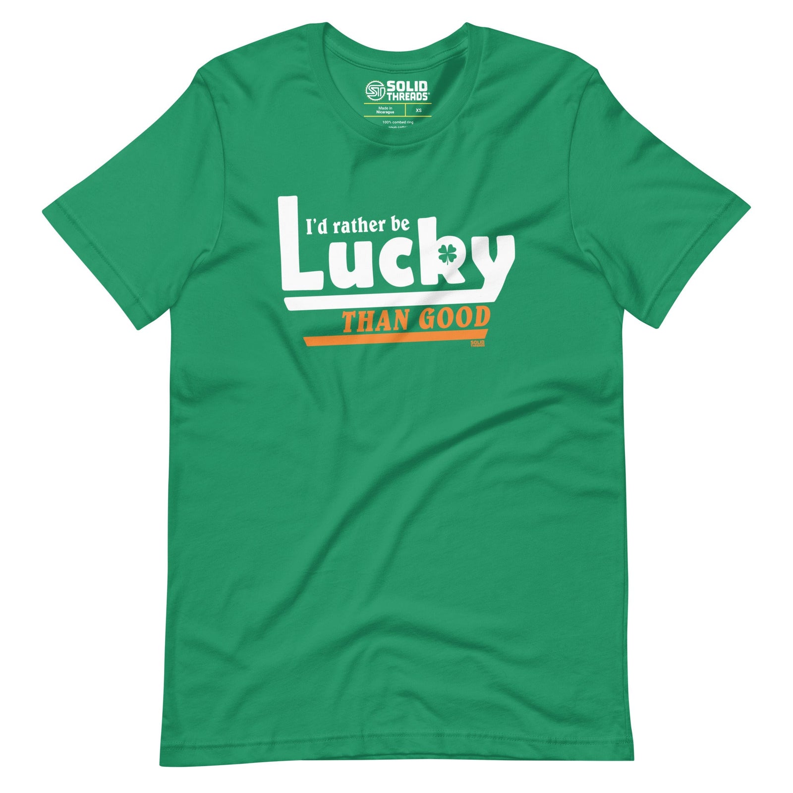 Men's Id Rather Be Lucky Than Good Vintage Soft Style T-Shirt | Funny St Paddys Tee | Solid Threads