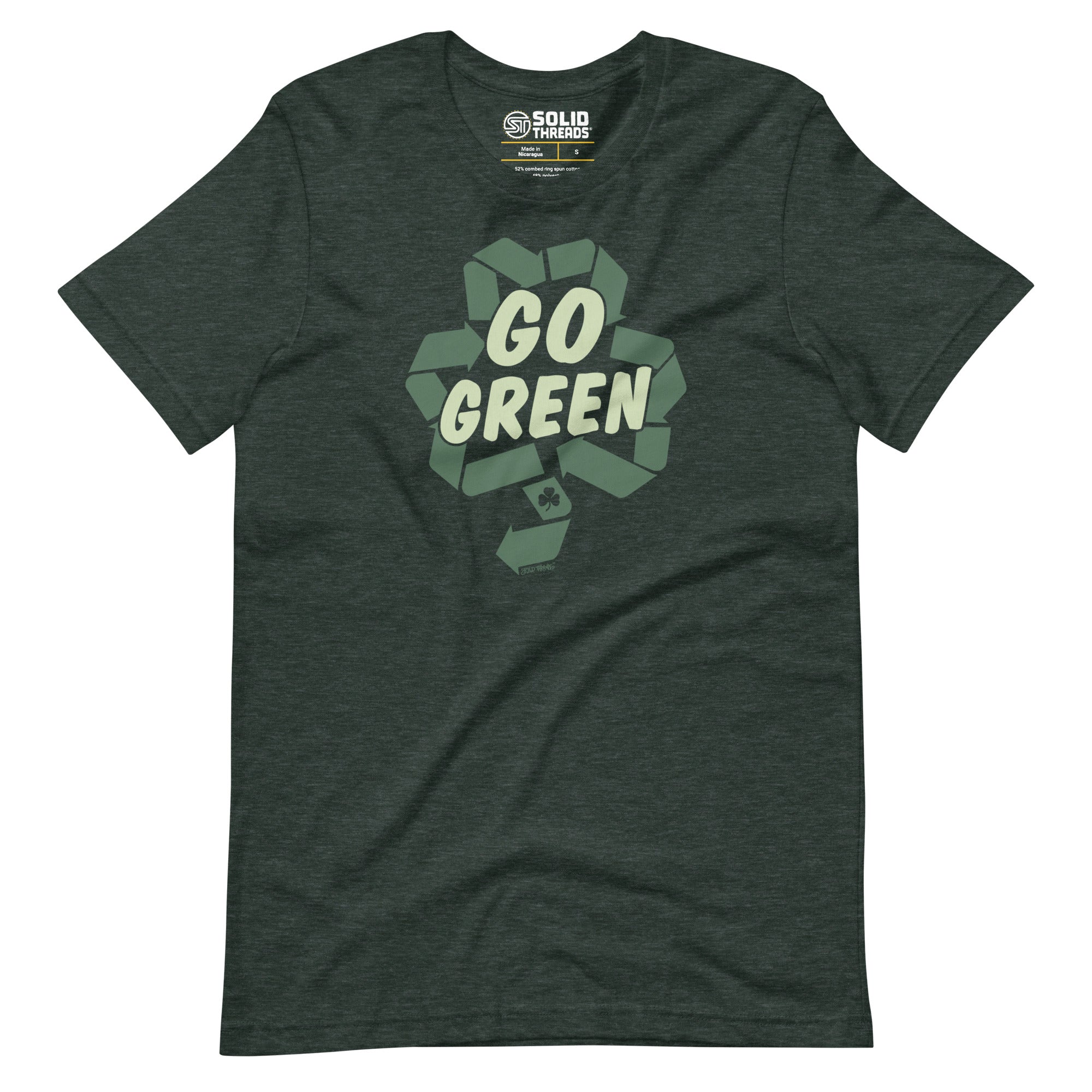 Men's Go Green Cool Soft Style T-Shirt | Vintage St Paddys Tee | Solid Threads