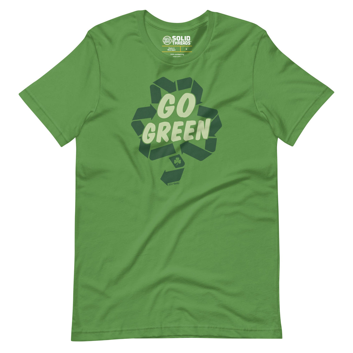 Men&#39;s Go Green Cool Soft Style T-Shirt | Vintage St Paddys Tee | Solid Threads