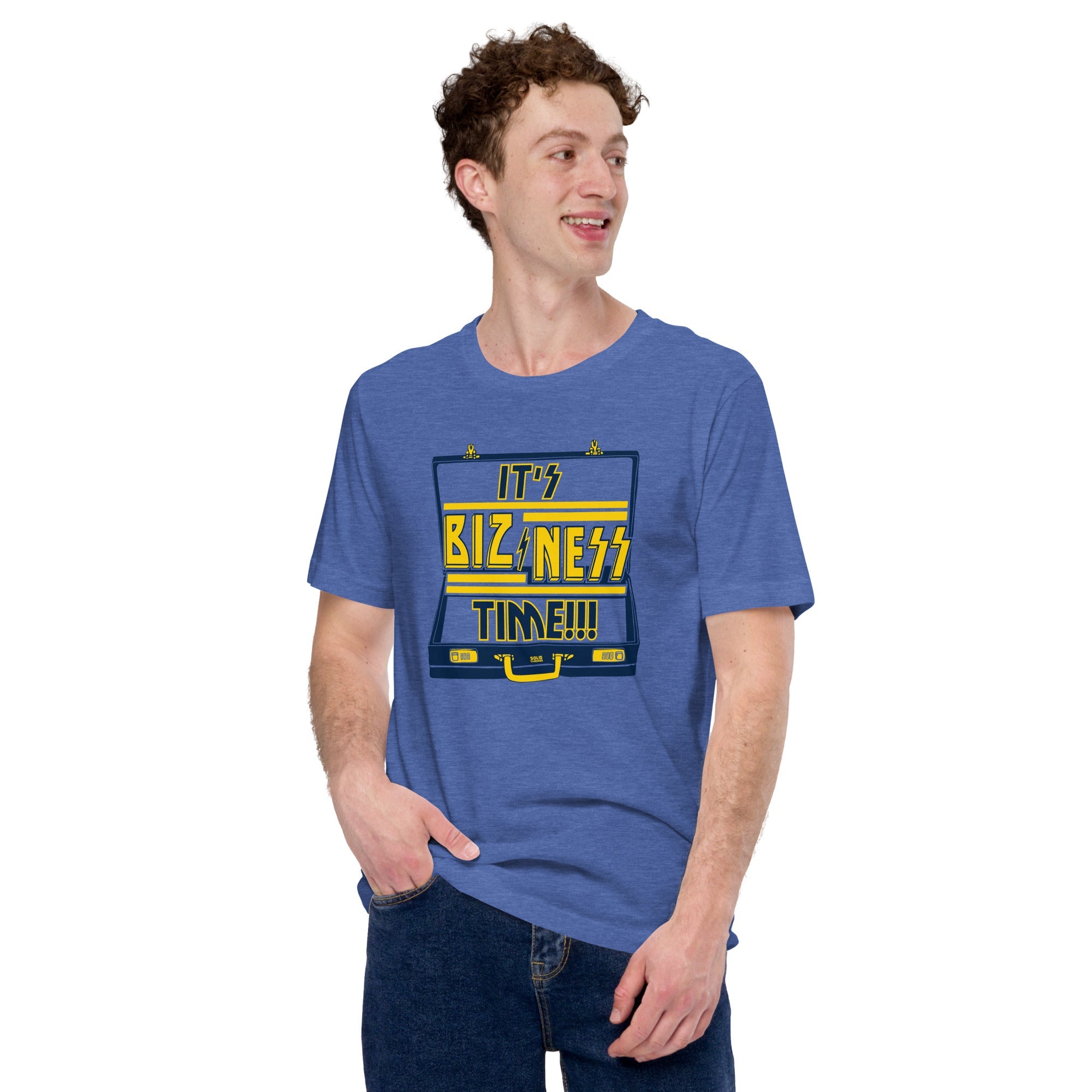 Men's It's Bizness TIme Vintage Inspired T-shirt | Funny Soft Style Tee On Model| Solid Threads