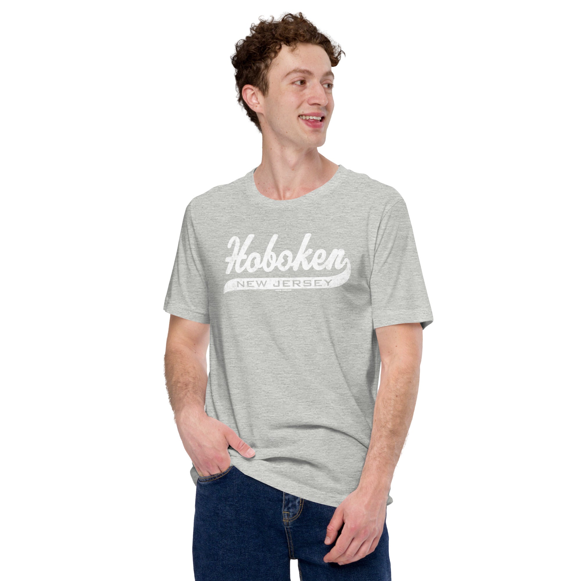 Men's Hoboken Script Cool Soft Style T-Shirt | Vintage New Jersey Tee | Solid Threads