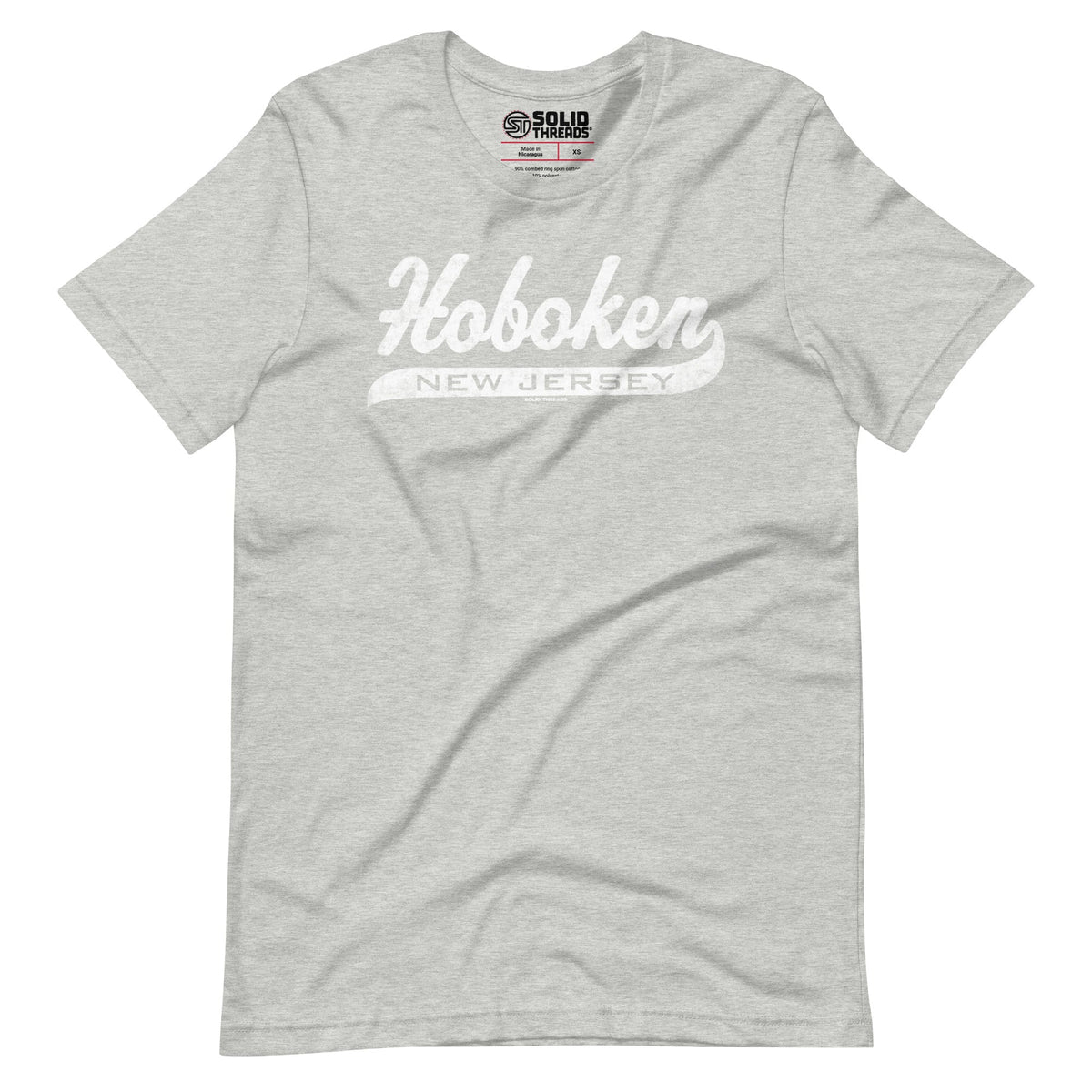 Men&#39;s Hoboken Script Cool Soft Style T-Shirt | Vintage New Jersey Tee | Solid Threads