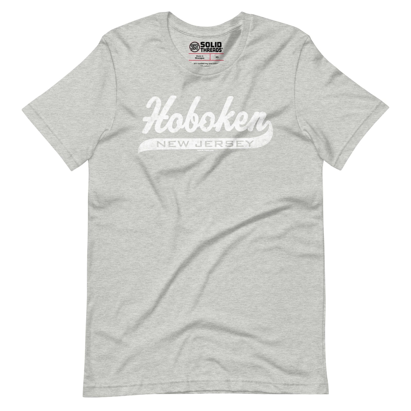 Men's Hoboken Script Cool Soft Style T-Shirt | Vintage New Jersey Tee | Solid Threads