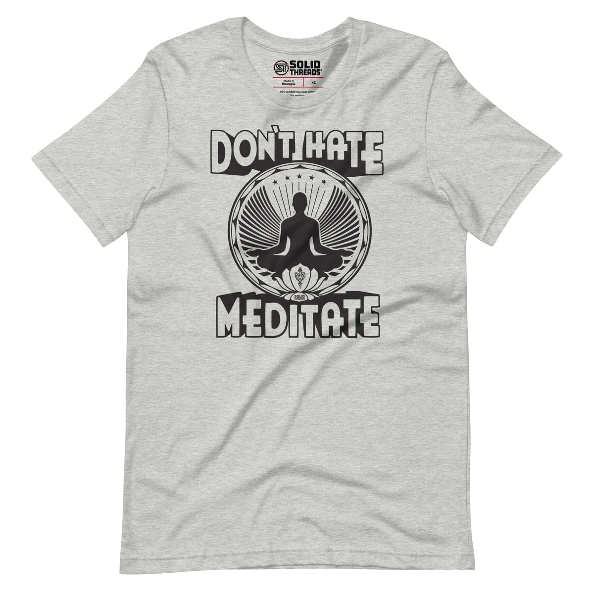 Men&#39;s Dont Hate Meditate Cool Soft Style T-Shirt | Vintage Yoga Positivity Tee | Solid Threads