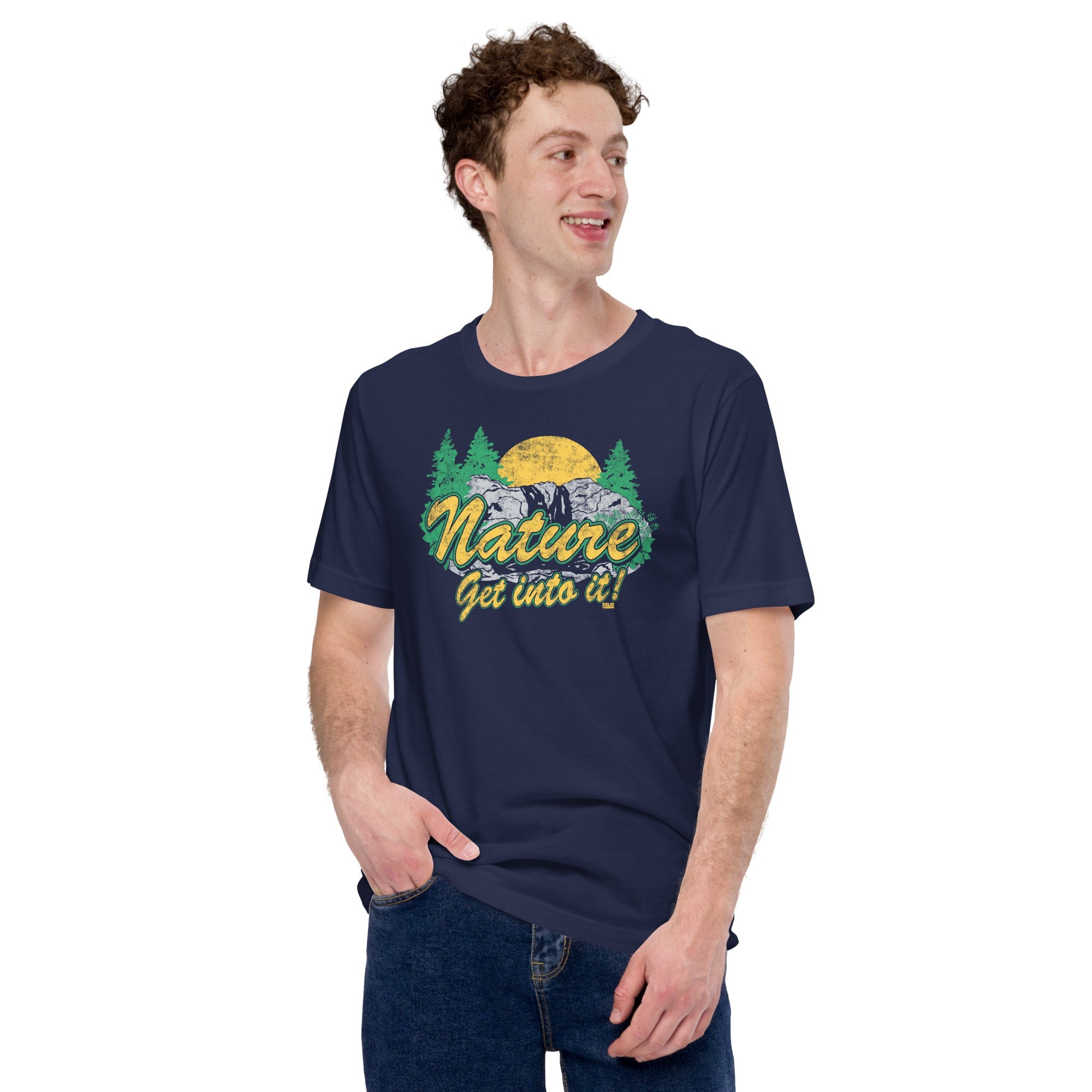 Men's Nature Get Into It Cool Soft Style T-Shirt | Vintage Outdoorsy Tee | Solid Threads