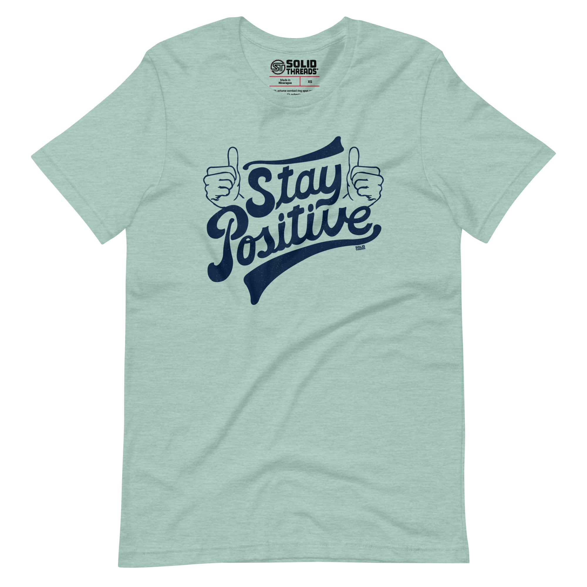 Men's Stay Positive Cool Soft Style T-Shirt | Retro Wholesome Happiness Tee | Solid Threads