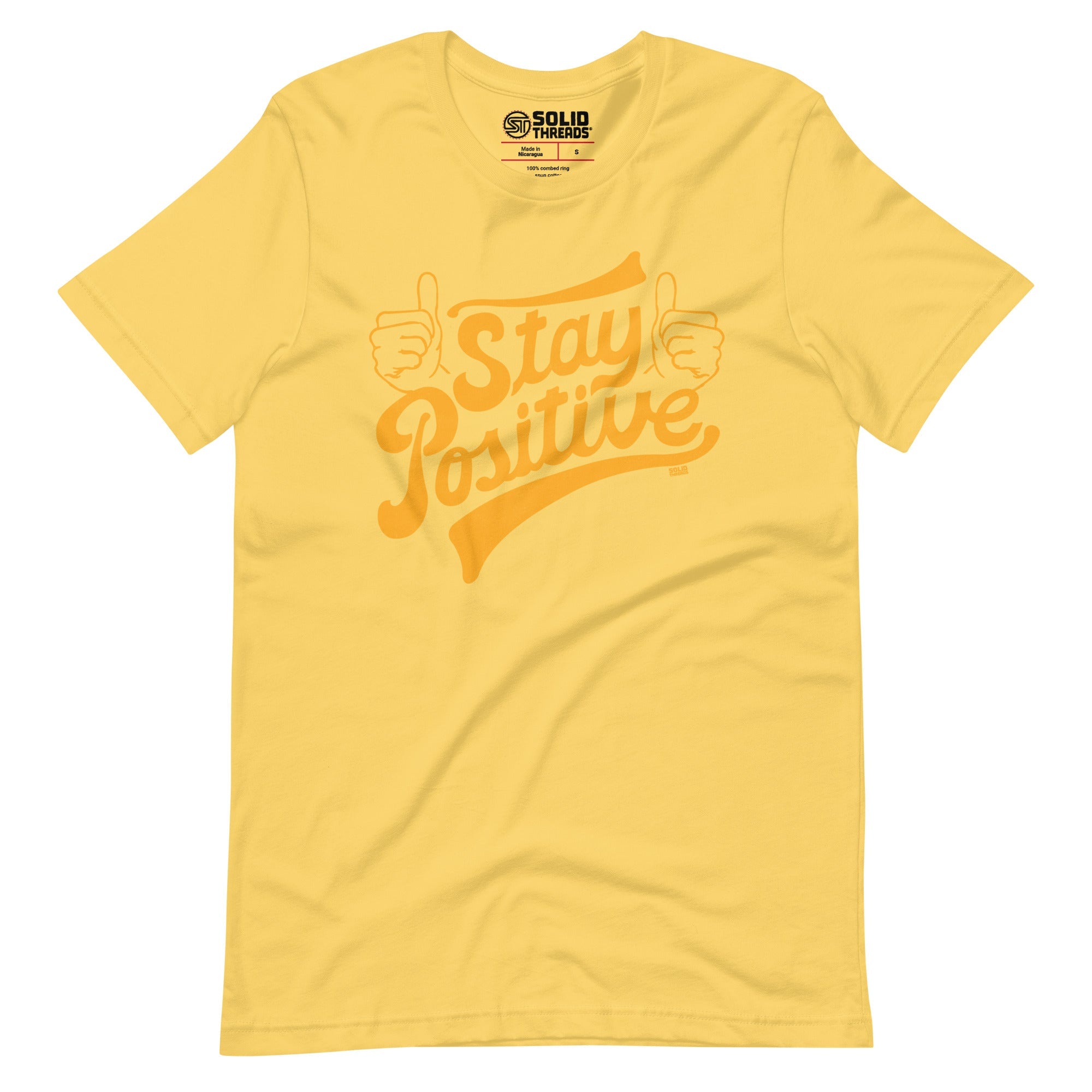 Men's Stay Positive Cool Soft Style T-Shirt | Retro Wholesome Happiness Tee | Solid Threads