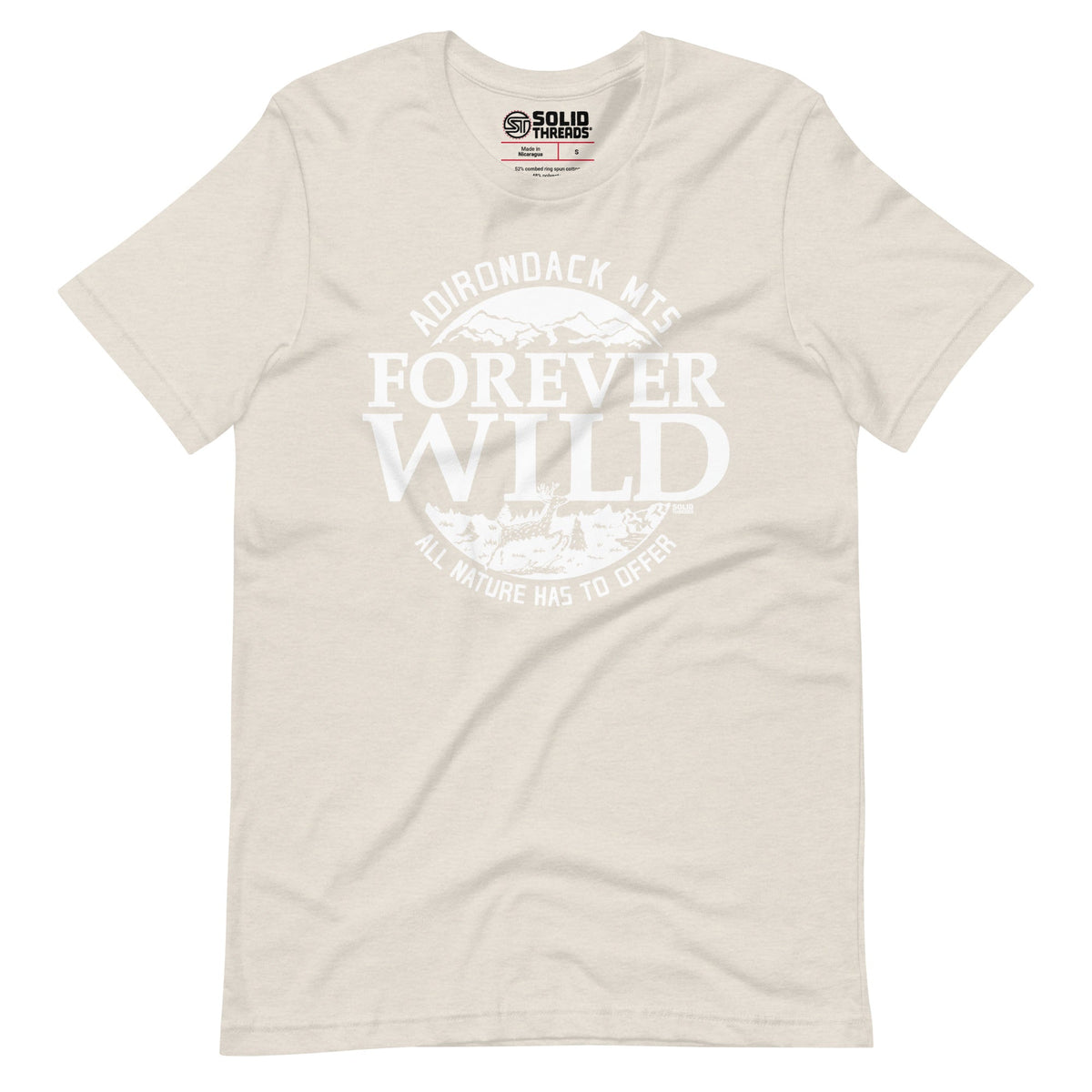 Men&#39;s Forever Wild Cool Soft Style T-Shirt | Vintage Adk Mountains Tee | Solid Threads