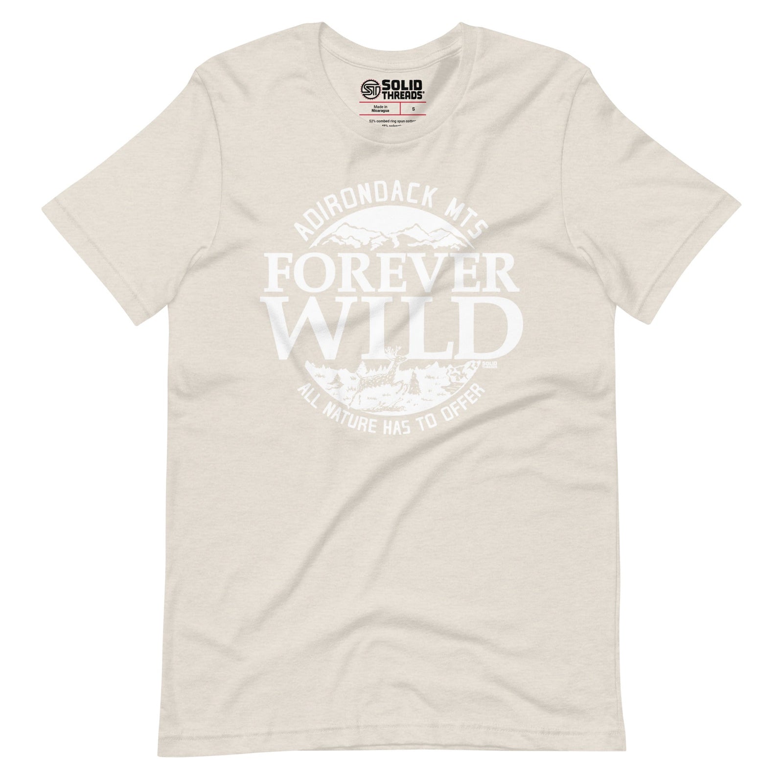 Men's Forever Wild Cool Soft Style T-Shirt | Vintage Adk Mountains Tee | Solid Threads