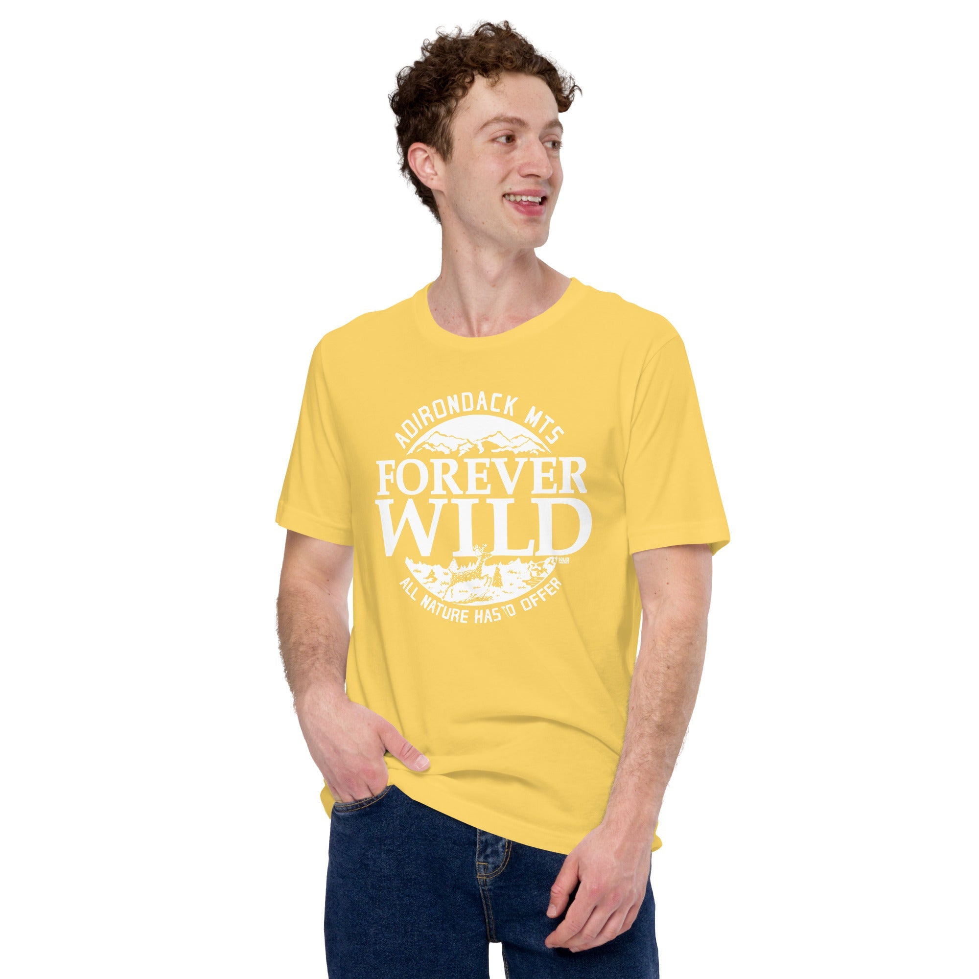 Men's Forever Wild Cool Soft Style T-Shirt | Vintage Adk Mountains Tee | Solid Threads