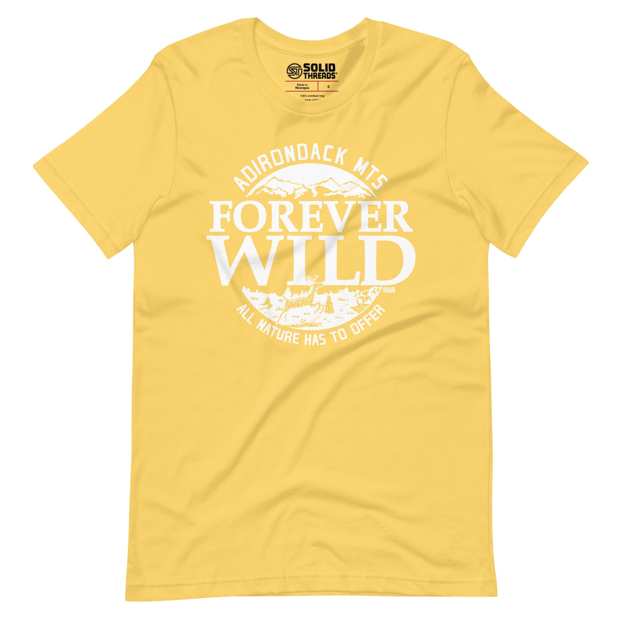 Men's Forever Wild Cool Soft Style T-Shirt | Vintage Adk Mountains Tee | Solid Threads