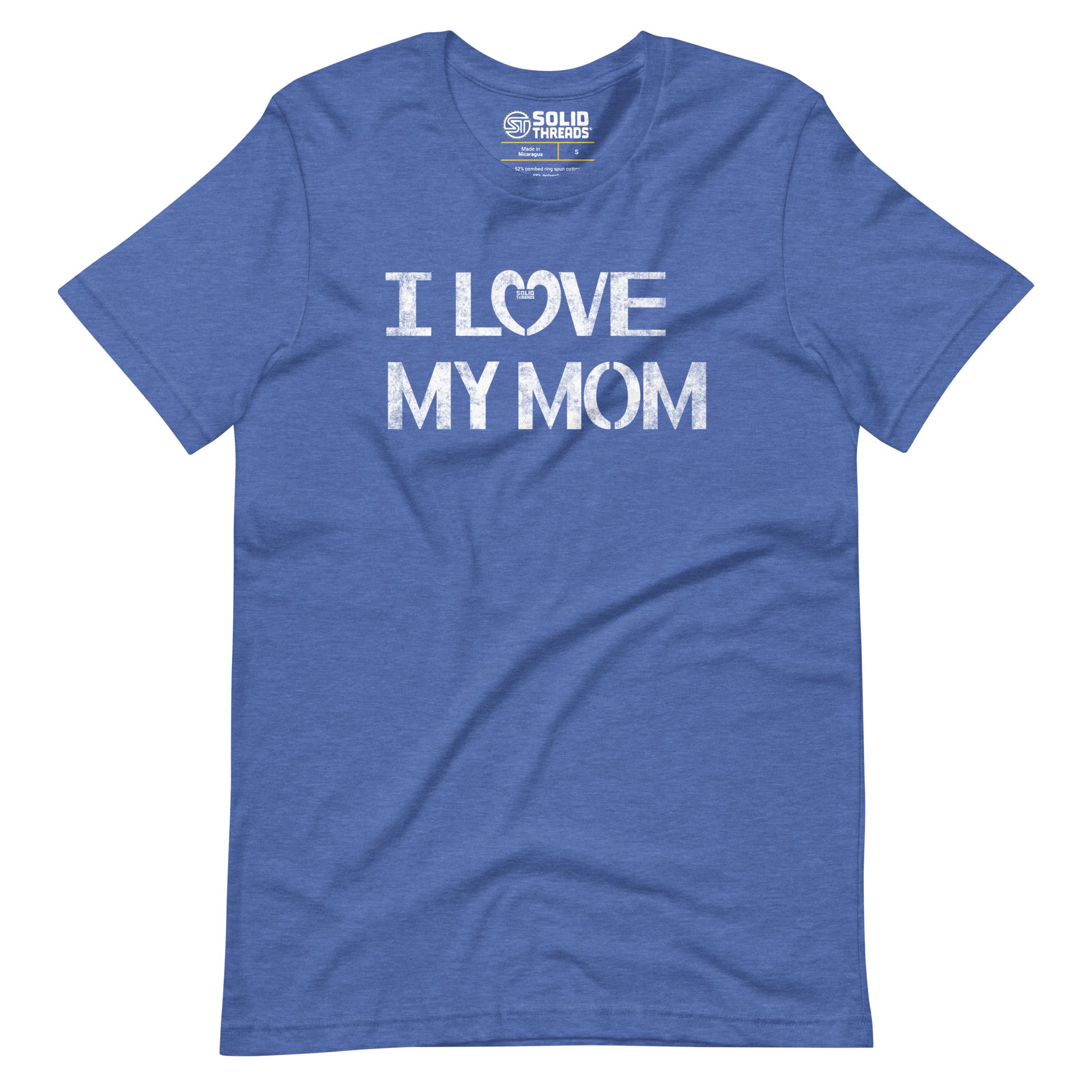 Men's I Love My Mom Cute Soft Style T-Shirt | Vintage New Parent Tee | Solid Threads