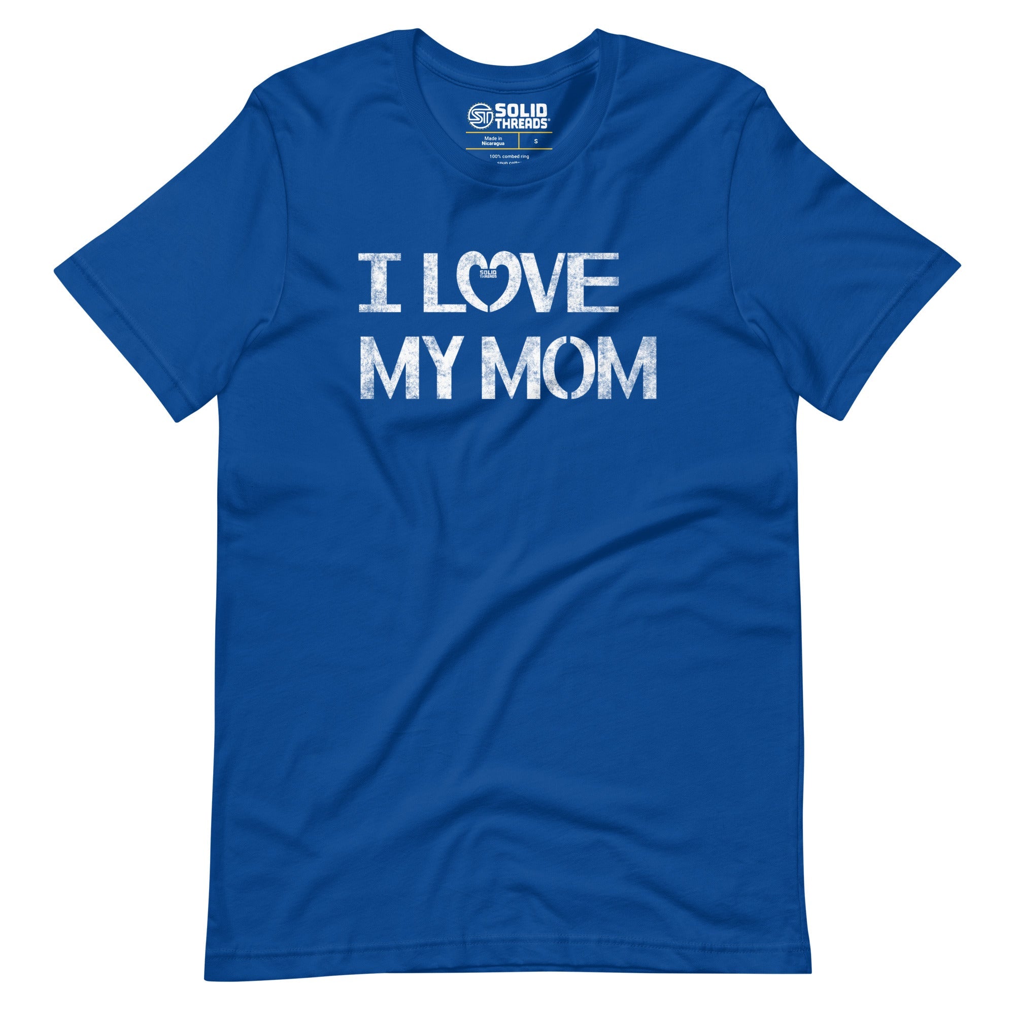 Men's I Love My Mom Cute Soft Style T-Shirt | Vintage New Parent Tee | Solid Threads