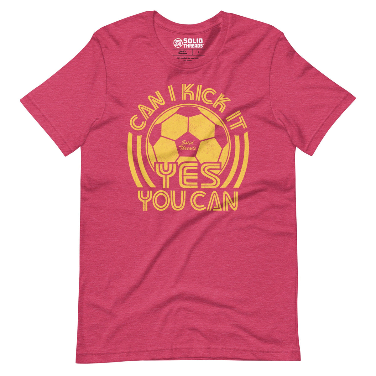 Men&#39;s Can I Kick It Yes You Can Vintage Soft Style T-Shirt | Funny Soccer Music Tee | Solid Threads