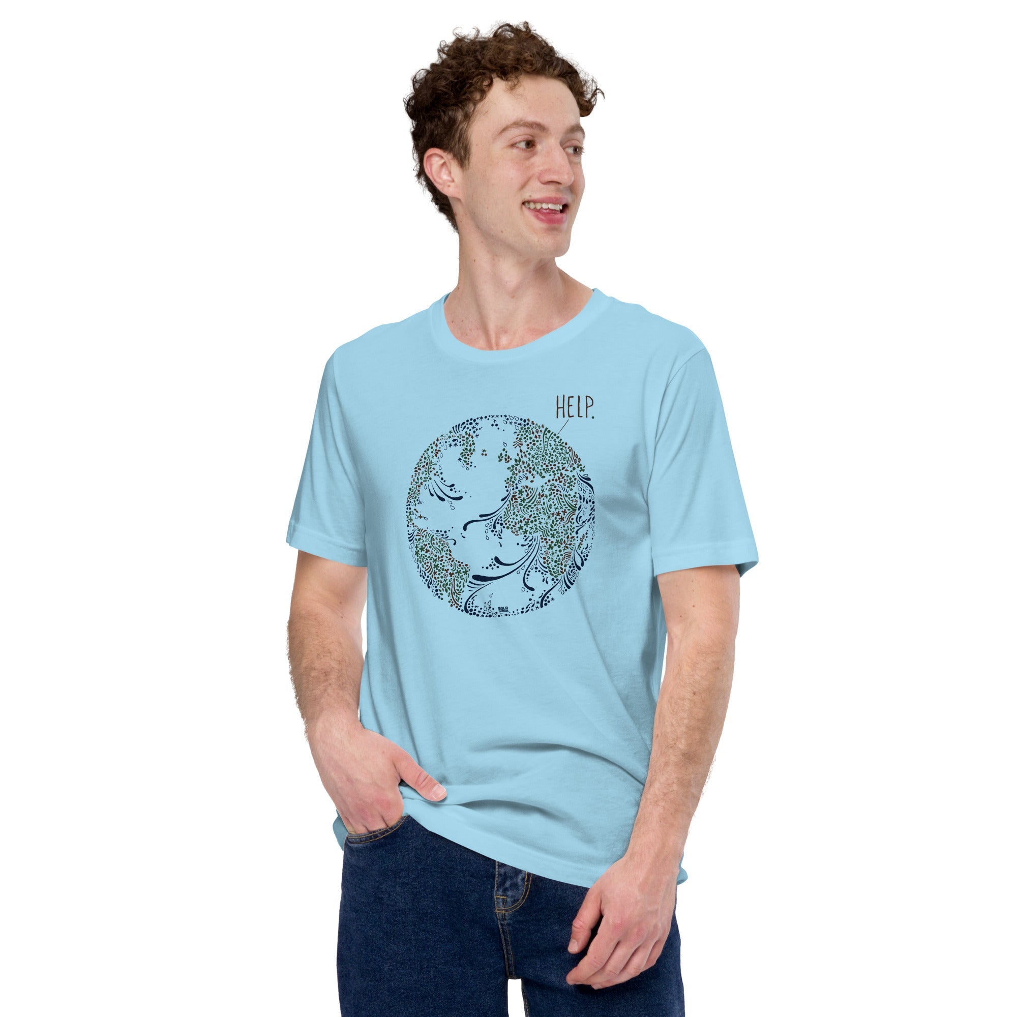 Men's Earth Help Cool Soft Style T-Shirt | Vintage Environmentalism Advocate Tee | Solid Threads