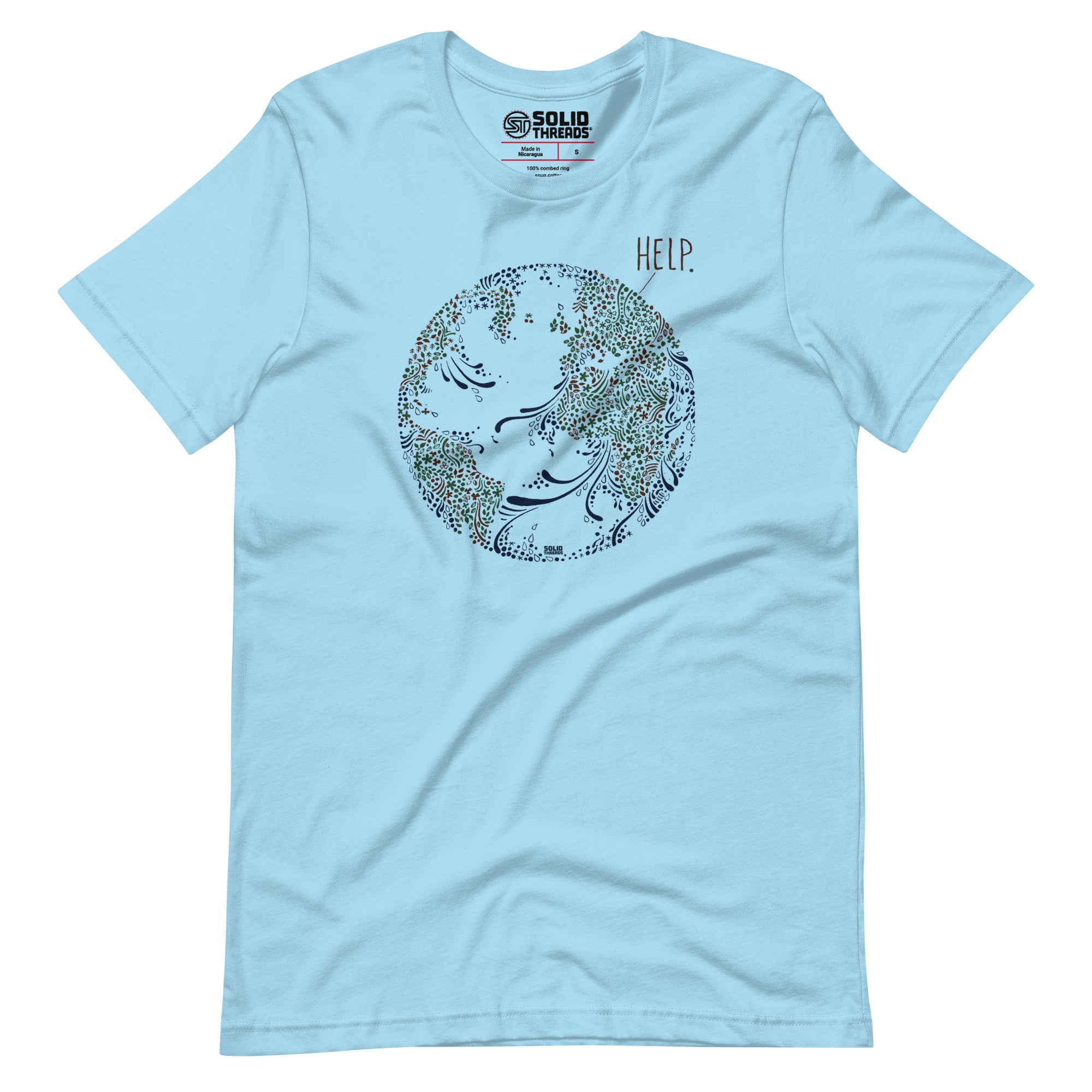 Men's Earth Help Cool Soft Style T-Shirt | Vintage Environmentalism Advocate Tee | Solid Threads