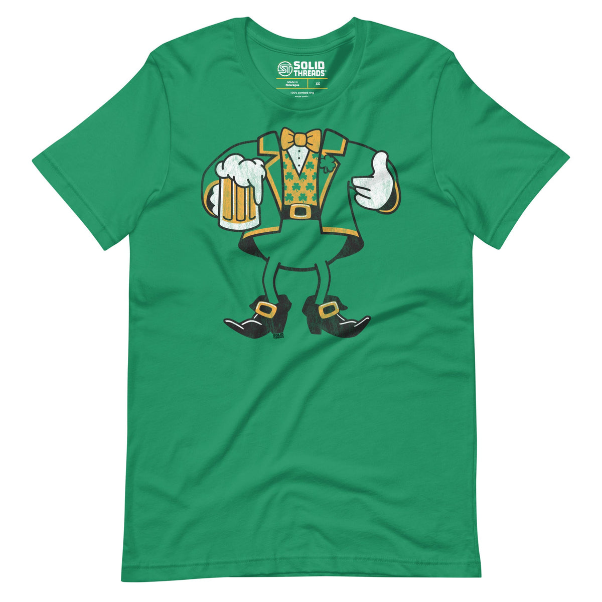 Men&#39;s Leprechaun Vintage Inspired T-Shirt | Funny St. Paddy&#39;s Soft Style Tee | Solid Threads