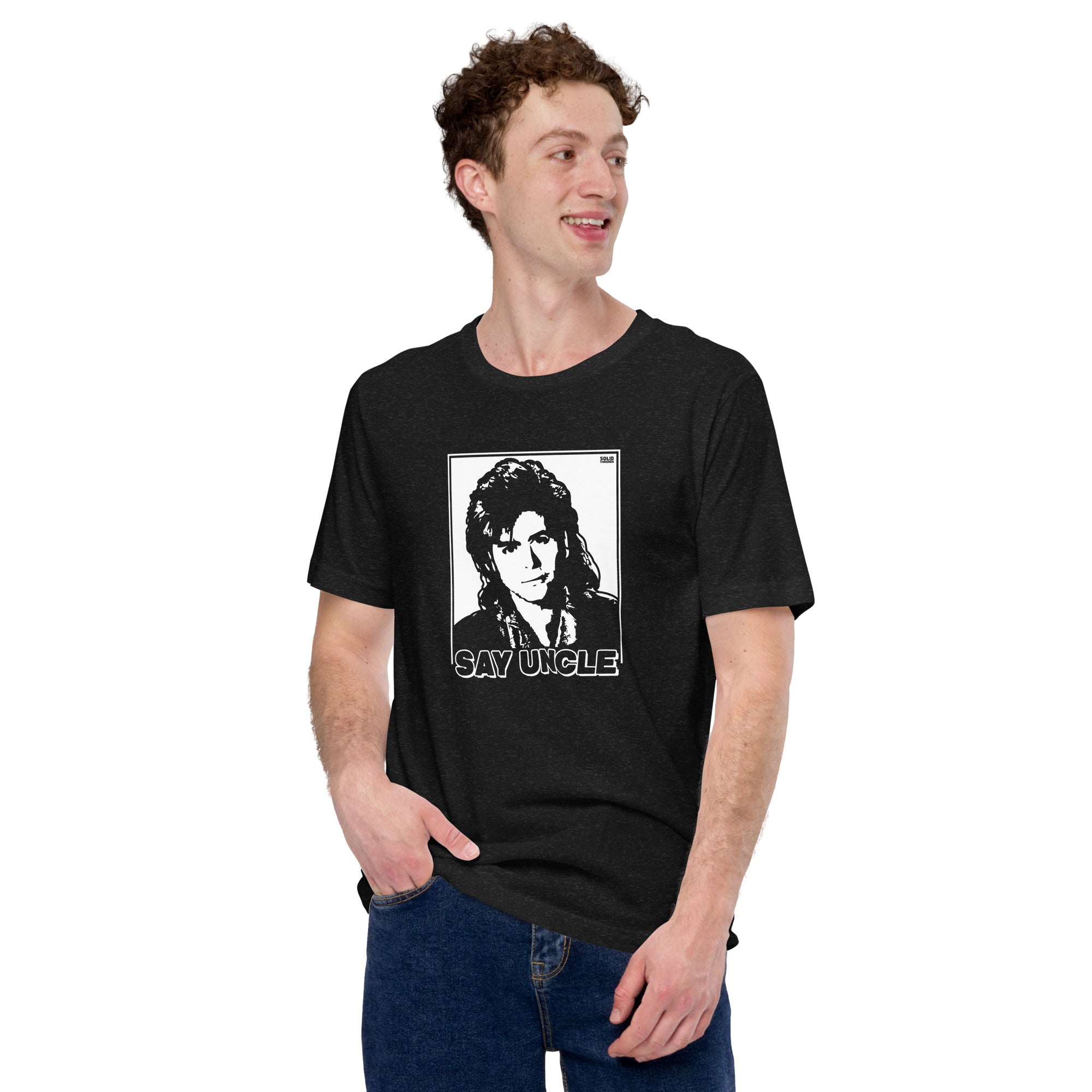 Men's Say Uncle Funny Soft Style T-Shirt | Retro Full House Tee | Solid Threads