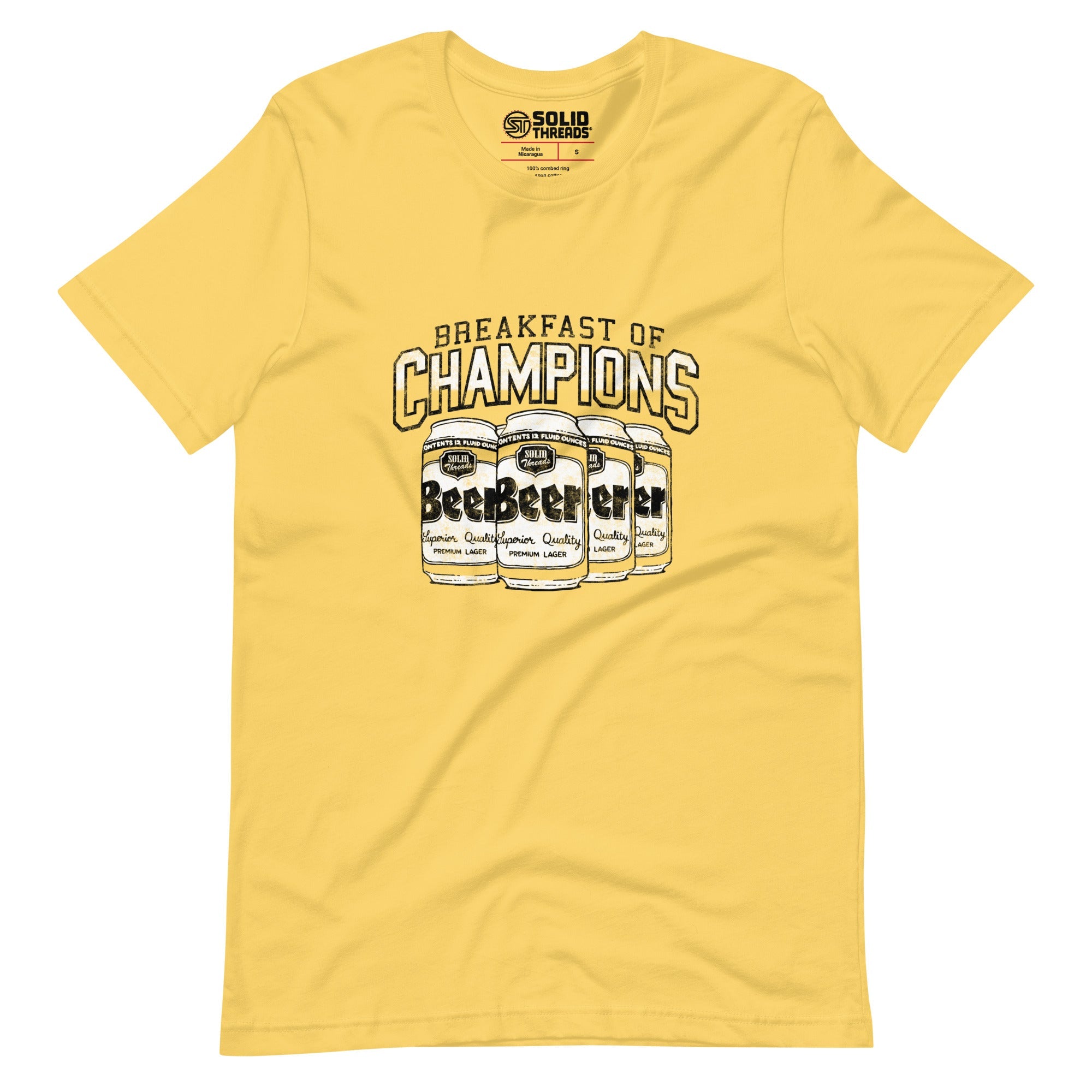 Men's Breakfast Of Champions Vintage Soft Style T-Shirt | Funny Drinking Tee | Solid Threads