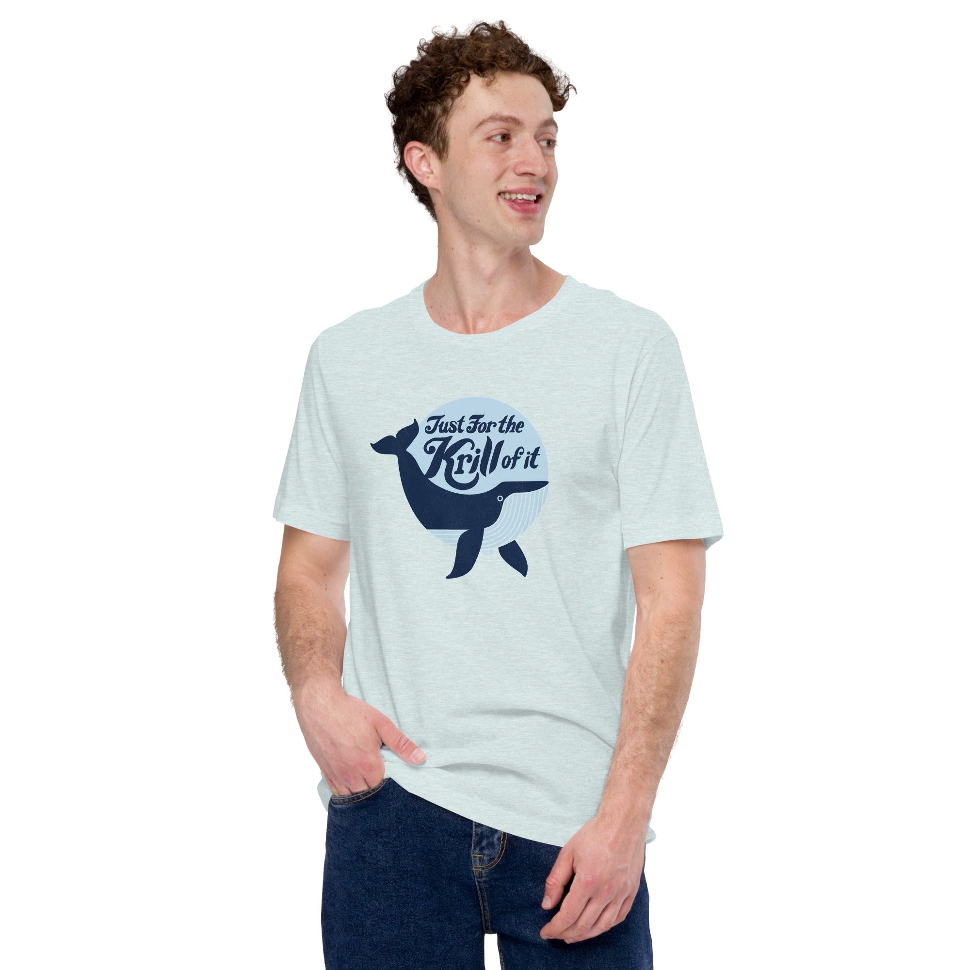 Men's Just For The Krill Of It Retro Soft Style T-Shirt | Funny Whale Tee | Solid Threads