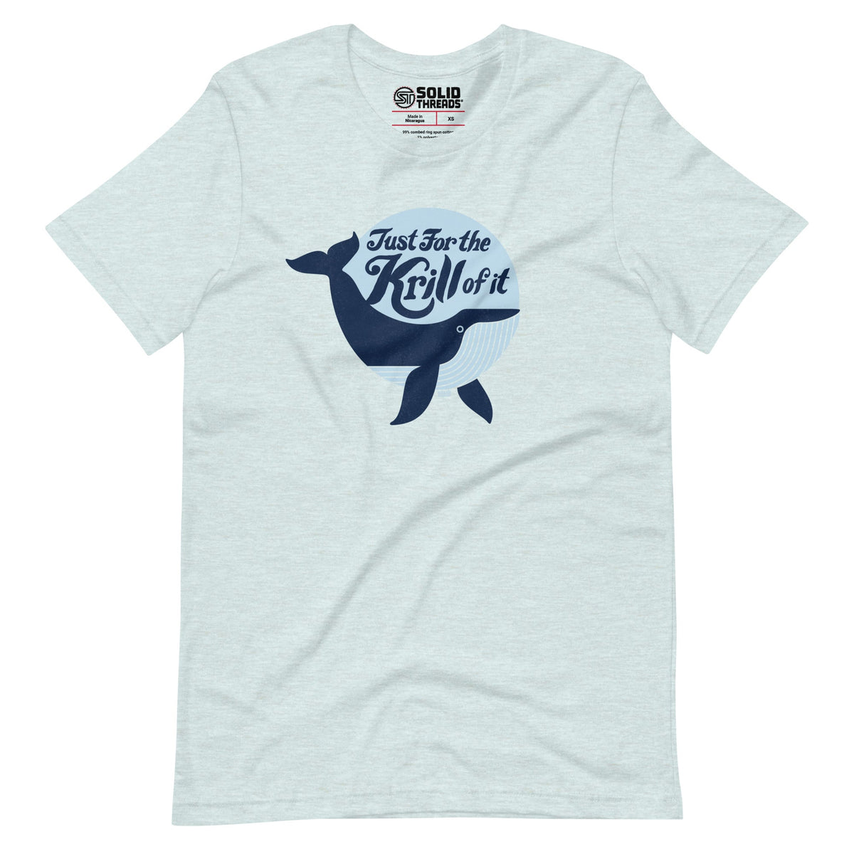 Men&#39;s Just For The Krill Of It Retro Soft Style T-Shirt | Funny Whale Tee | Solid Threads