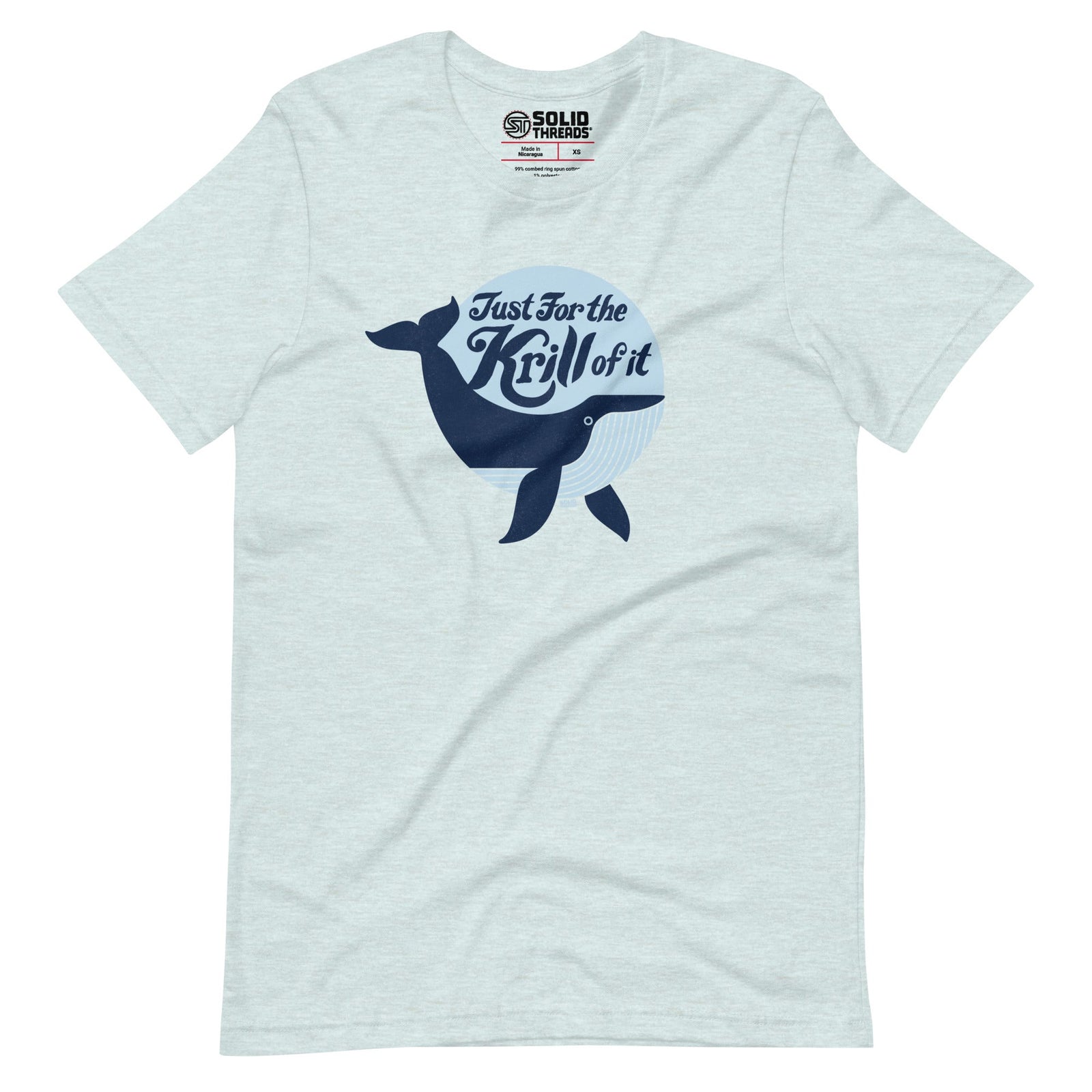 Men's Just For The Krill Of It Retro Soft Style T-Shirt | Funny Whale Tee | Solid Threads