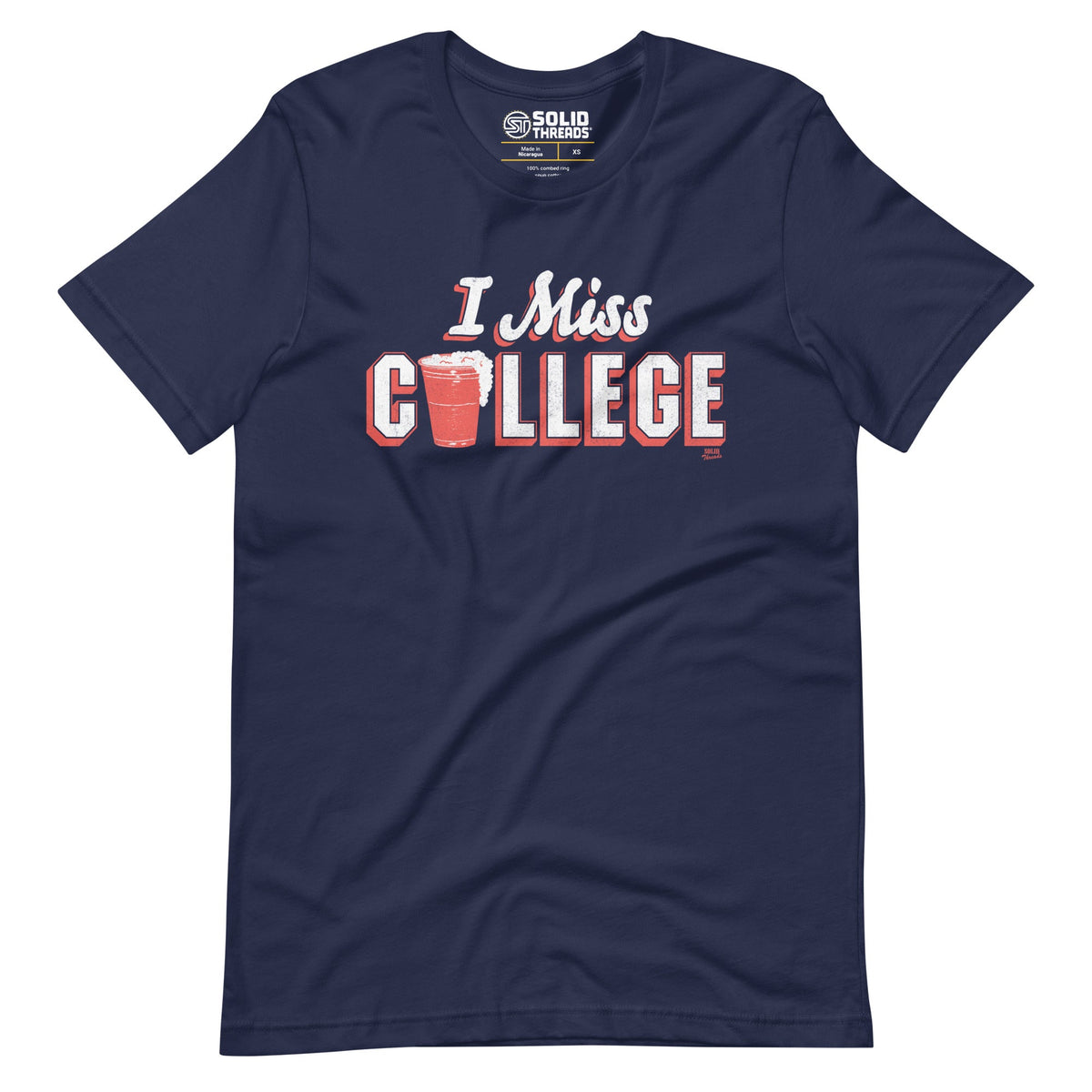 Men&#39;s I Miss College Vintage Soft Style T-Shirt | Funny Party Millennial Tee | Solid Threads