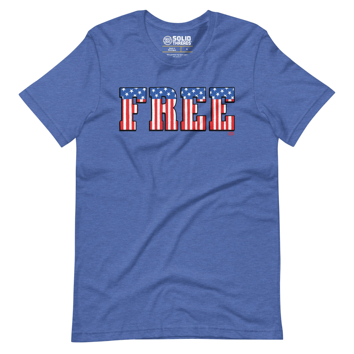 Men&#39;s America Free Vintage Inspired T-shirt | Cool Retro Tee with USA Flag Soft Style | Solid Threads