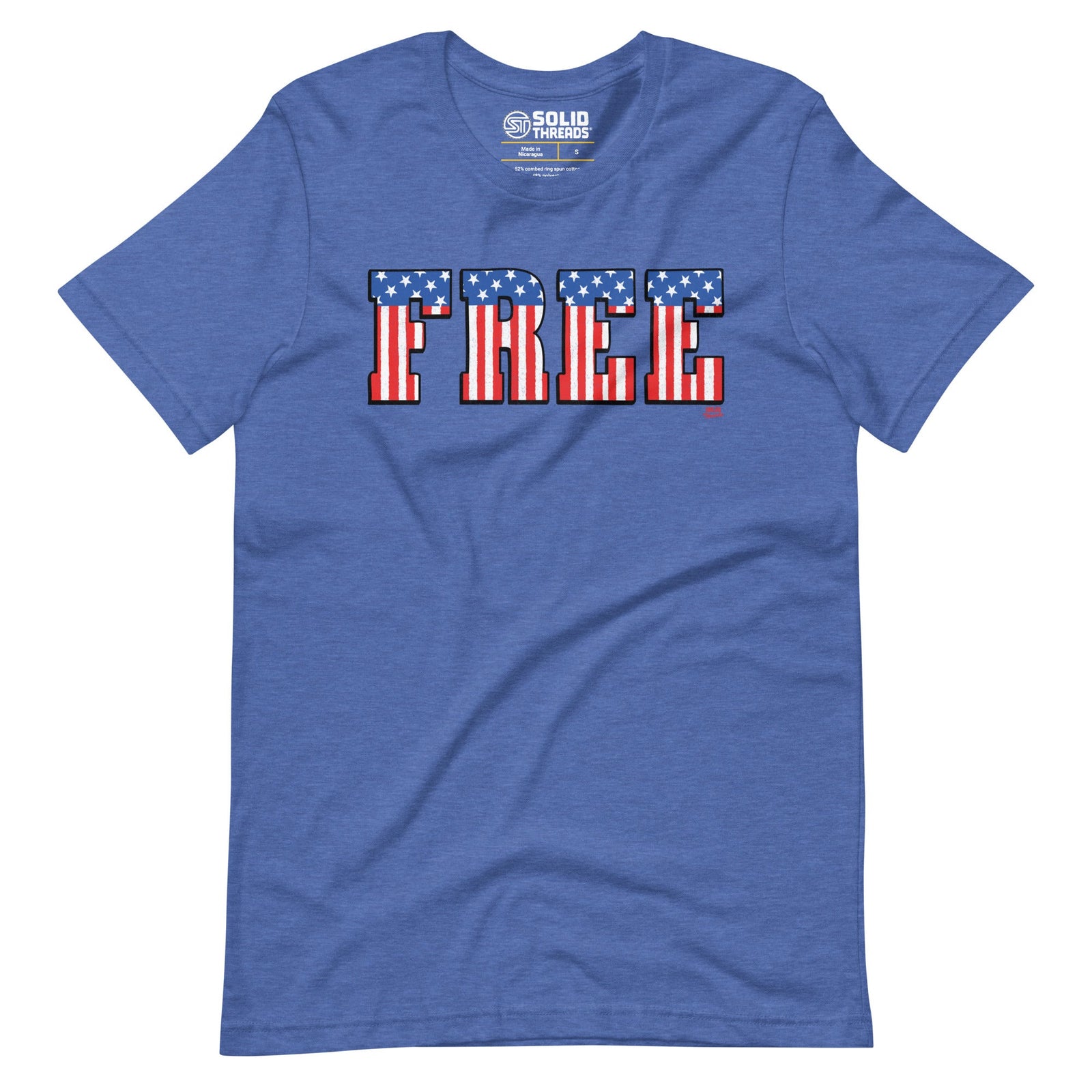 Men's America Free Vintage Inspired T-shirt | Cool Retro Tee with USA Flag Soft Style | Solid Threads