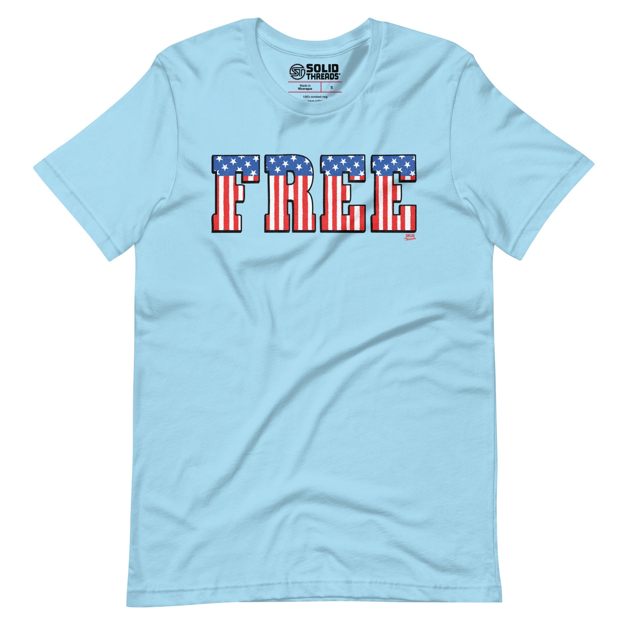 Men's America Free Vintage Inspired T-shirt | Cool Retro Tee with USA Flag Soft Style | Solid Threads