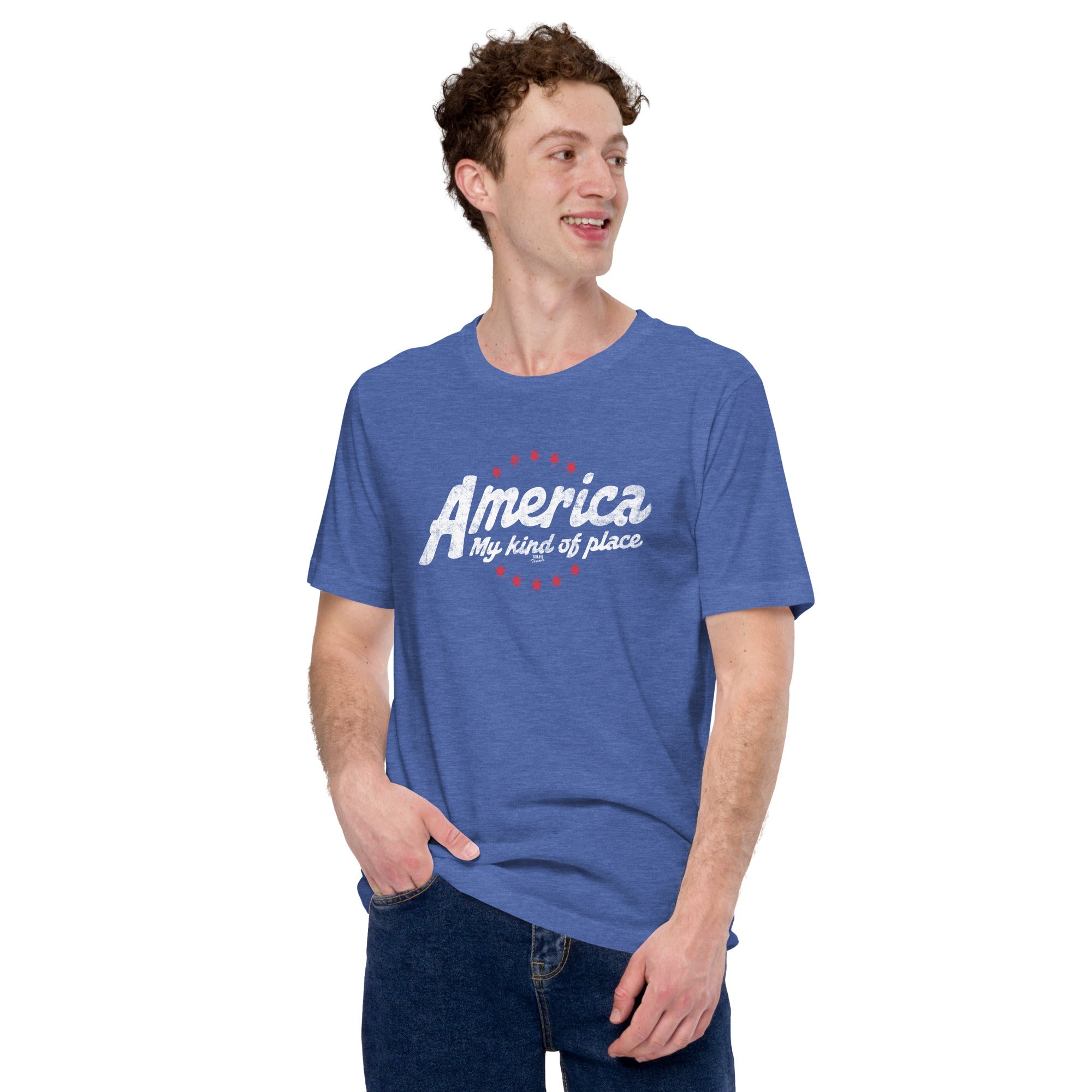 Men's America My Kind Of Place Cool Soft Style T-Shirt | Vintage Usa Patriotism Tee | Solid Threads