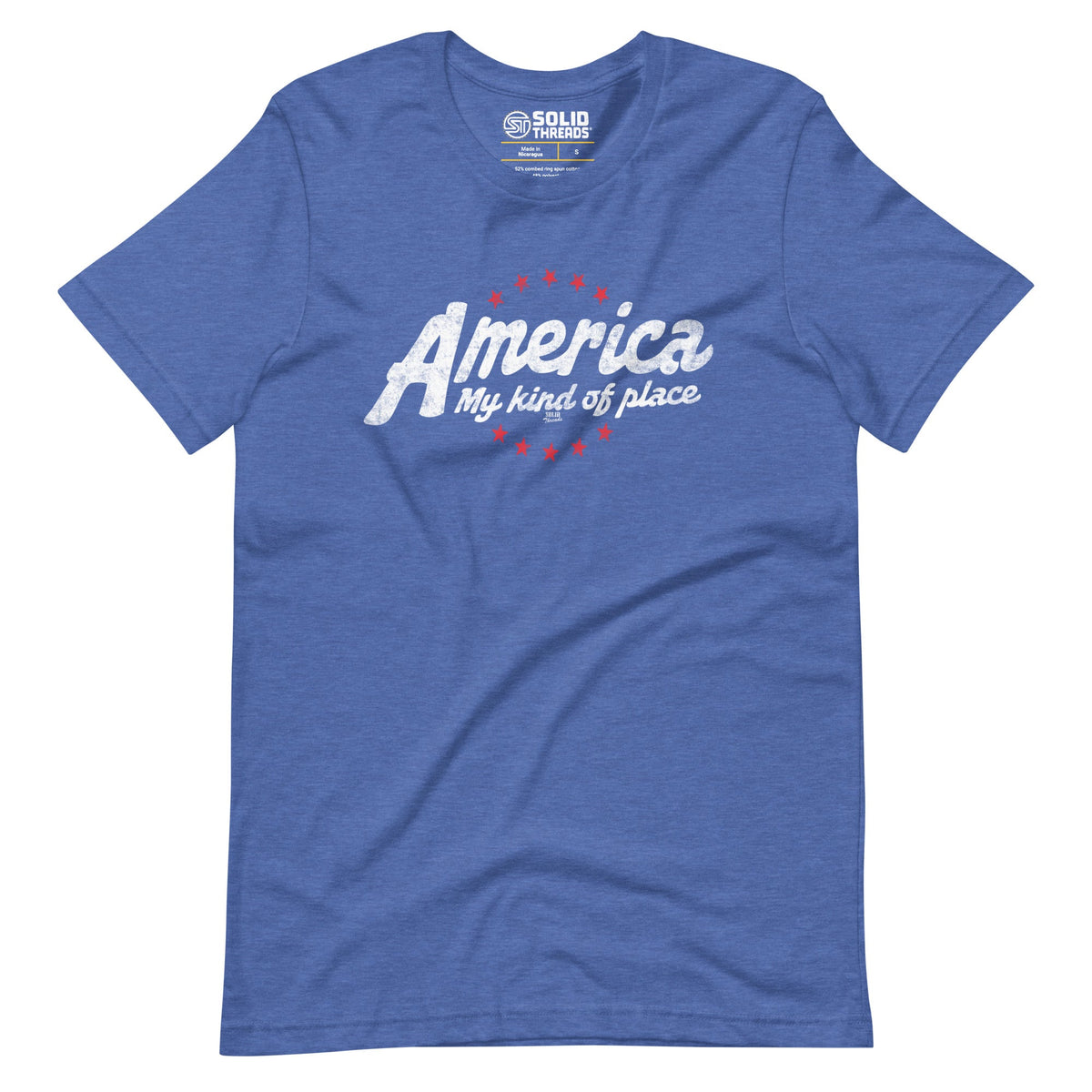 Men&#39;s America My Kind Of Place Cool Soft Style T-Shirt | Vintage Usa Patriotism Tee | Solid Threads