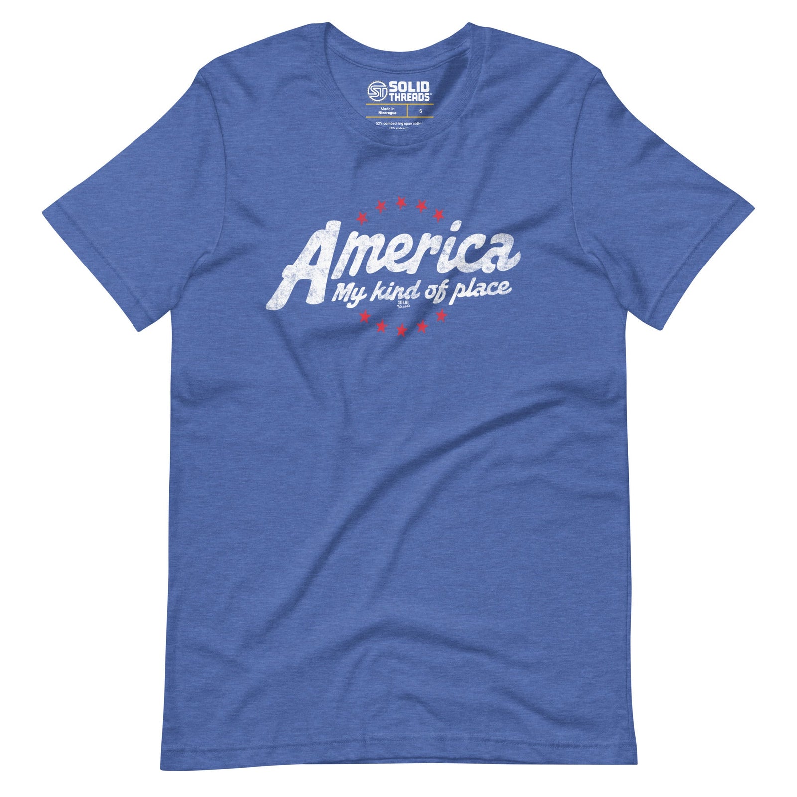 Men's America My Kind Of Place Cool Soft Style T-Shirt | Vintage Usa Patriotism Tee | Solid Threads