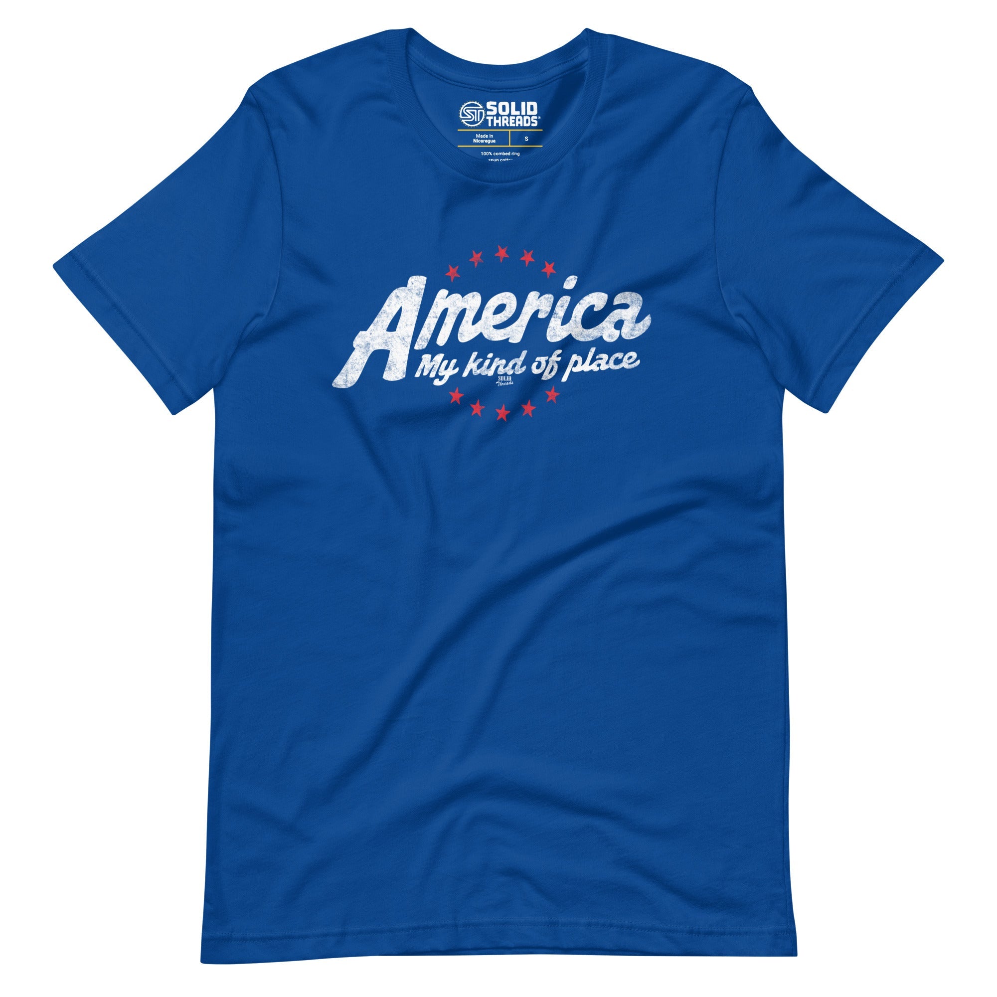 Men's America My Kind Of Place Cool Soft Style T-Shirt | Vintage Usa Patriotism Tee | Solid Threads