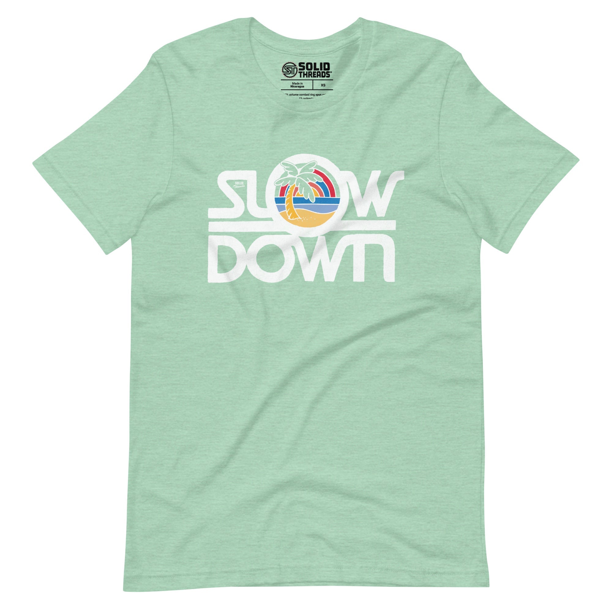 Men's Slow Down Vintage Soft Style T-Shirt | Cool Tropical Beach Tee | Solid Threads