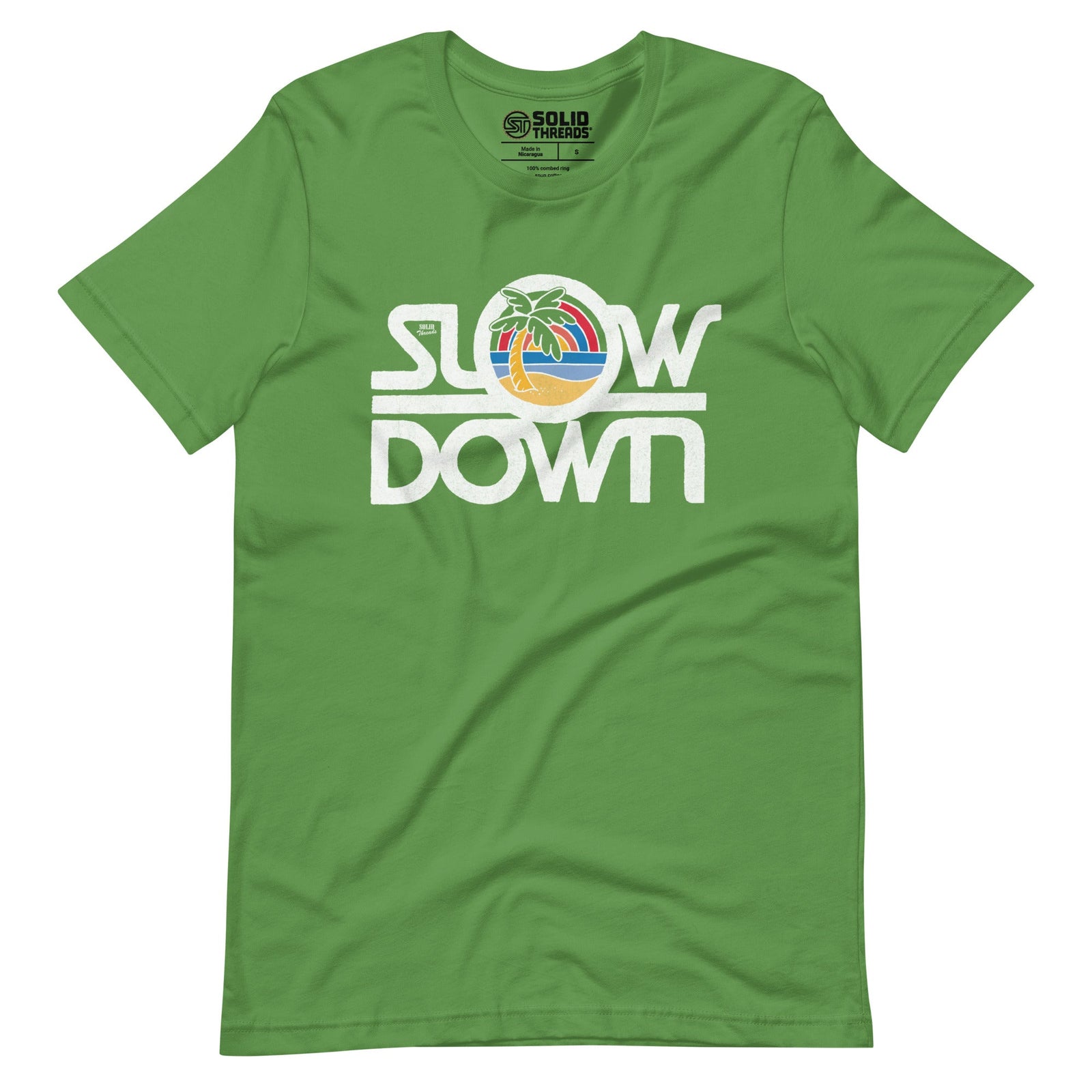 Men's Slow Down Vintage Soft Style T-Shirt | Cool Tropical Beach Tee | Solid Threads