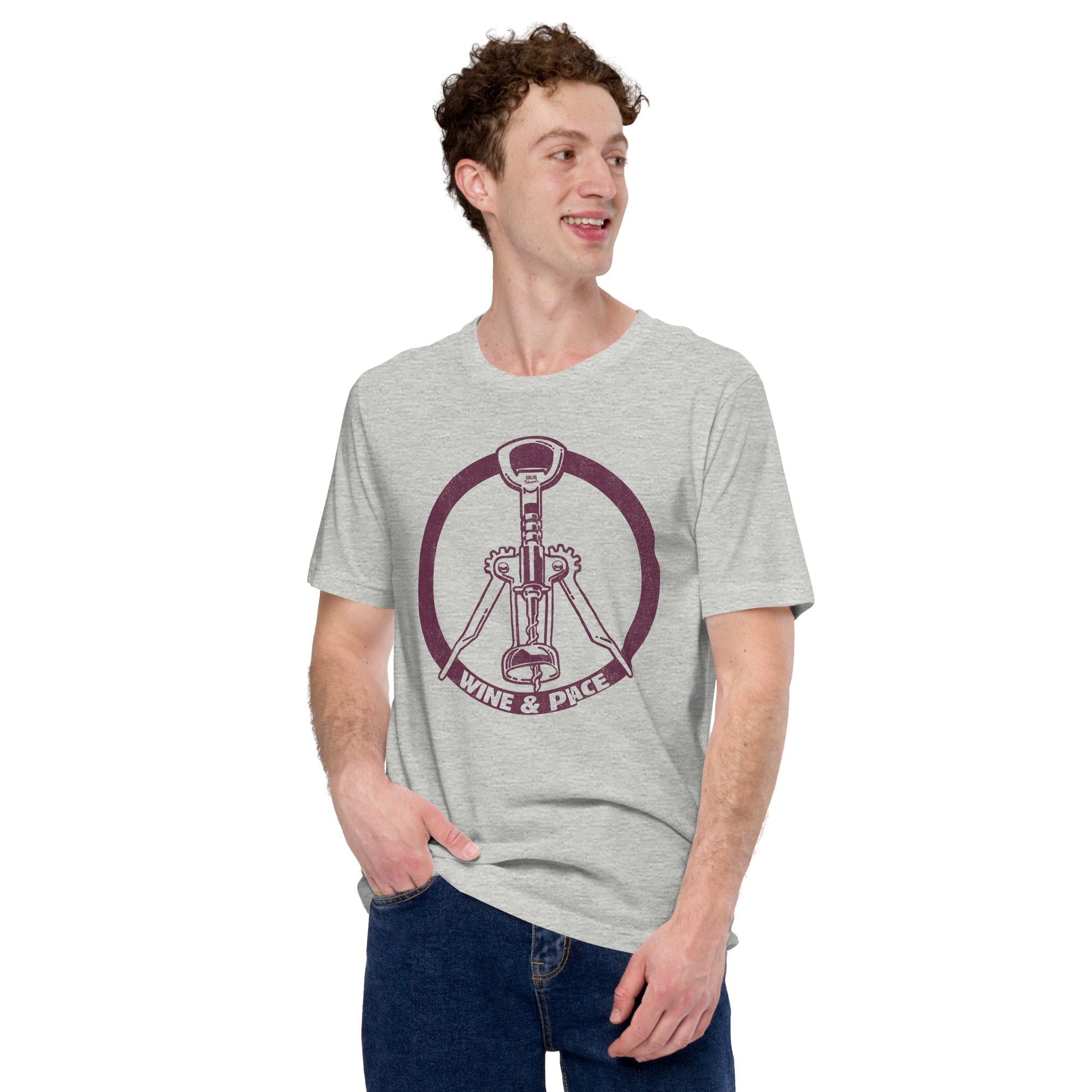 Men's Wine & Peace Cool Soft Style T-Shirt | Vintage Vineyard Tee | Solid Threads