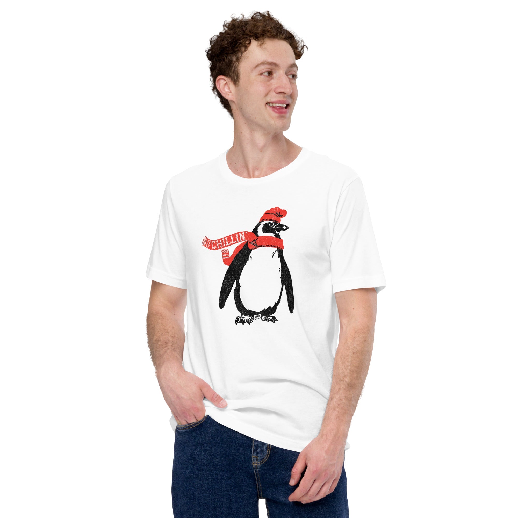 Men's Chillin Cool Soft Style T-Shirt | Vintage Cute Penguin Tee | Solid Threads