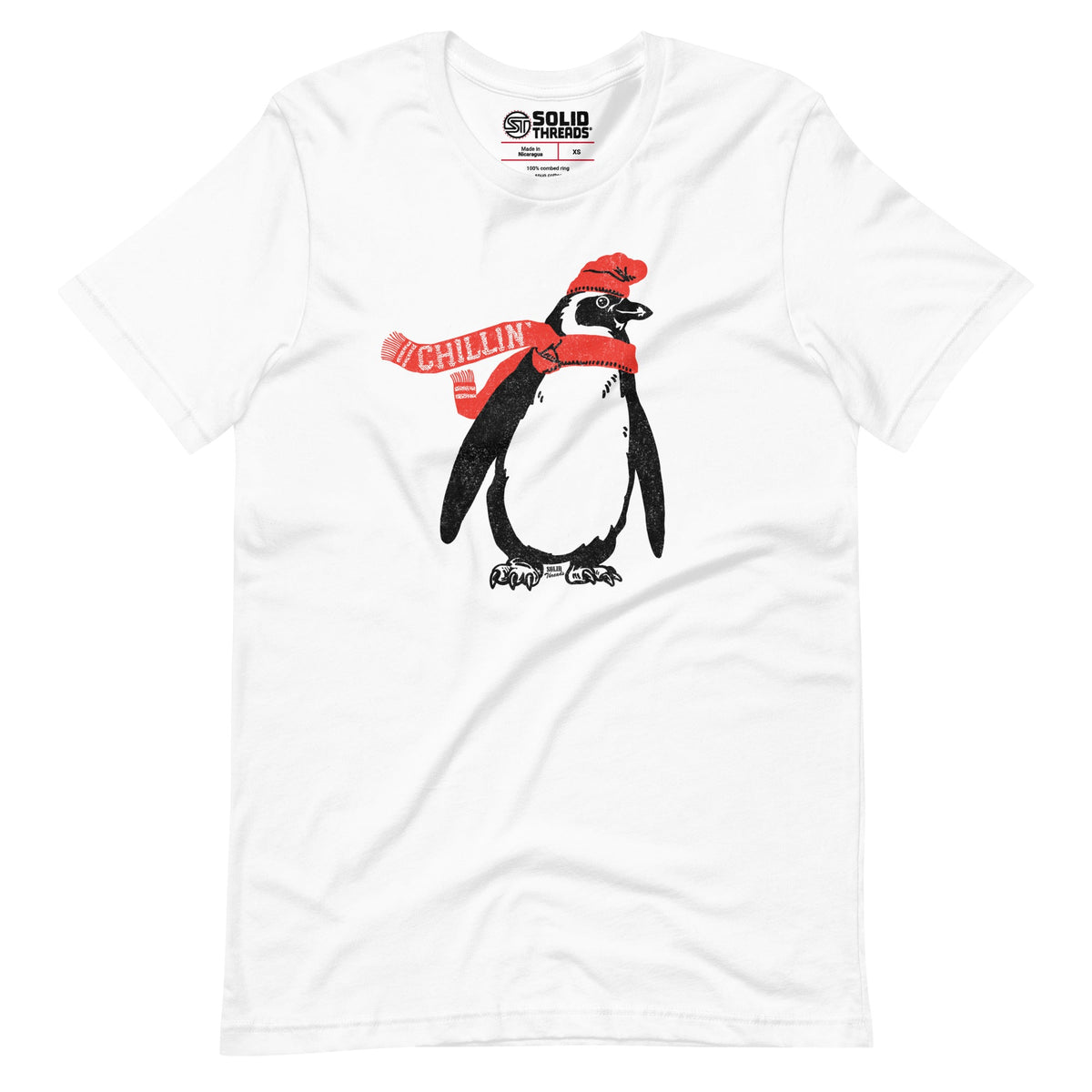 Men&#39;s Chillin Cool Soft Style T-Shirt | Vintage Cute Penguin Tee | Solid Threads