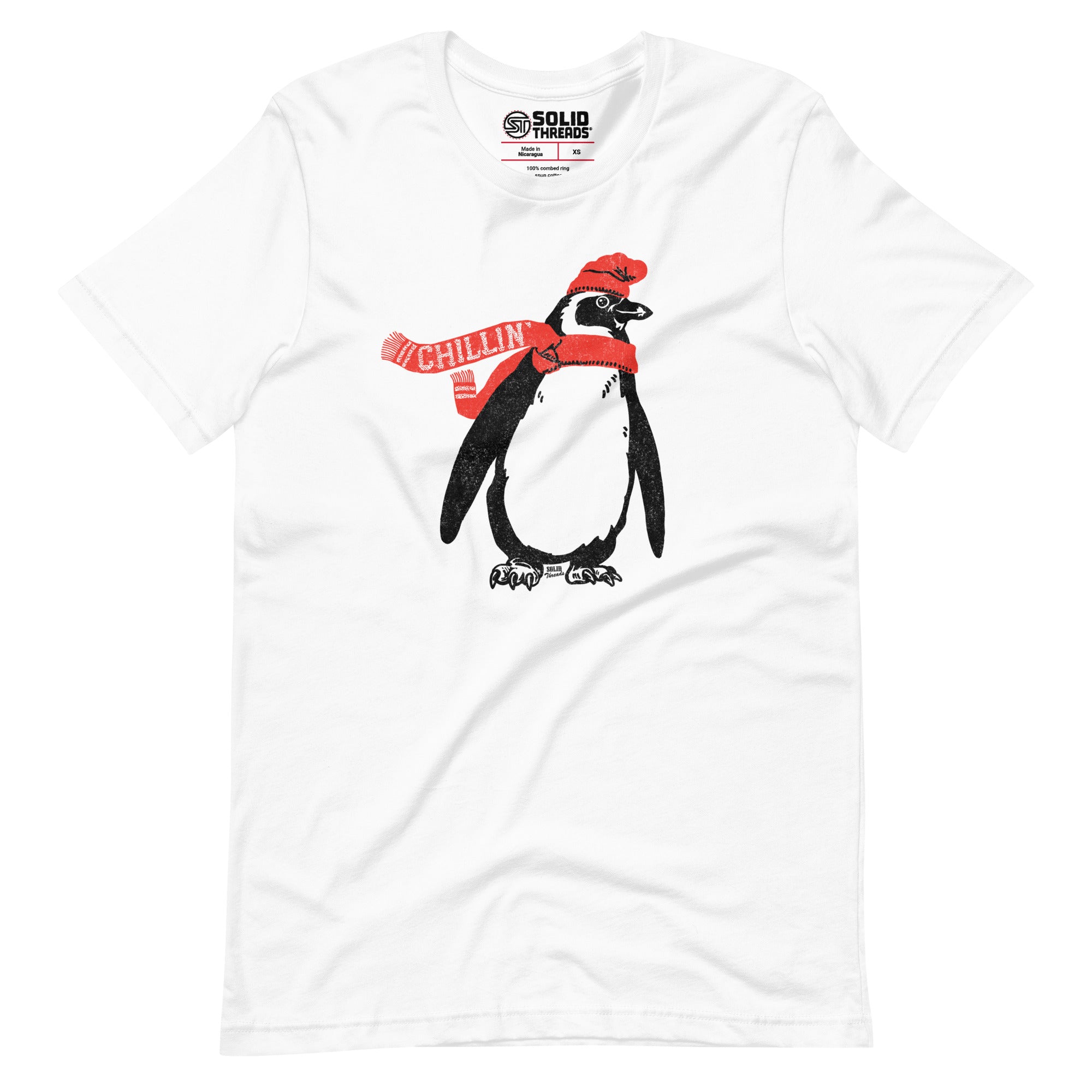 Men's Chillin Cool Soft Style T-Shirt | Vintage Cute Penguin Tee | Solid Threads