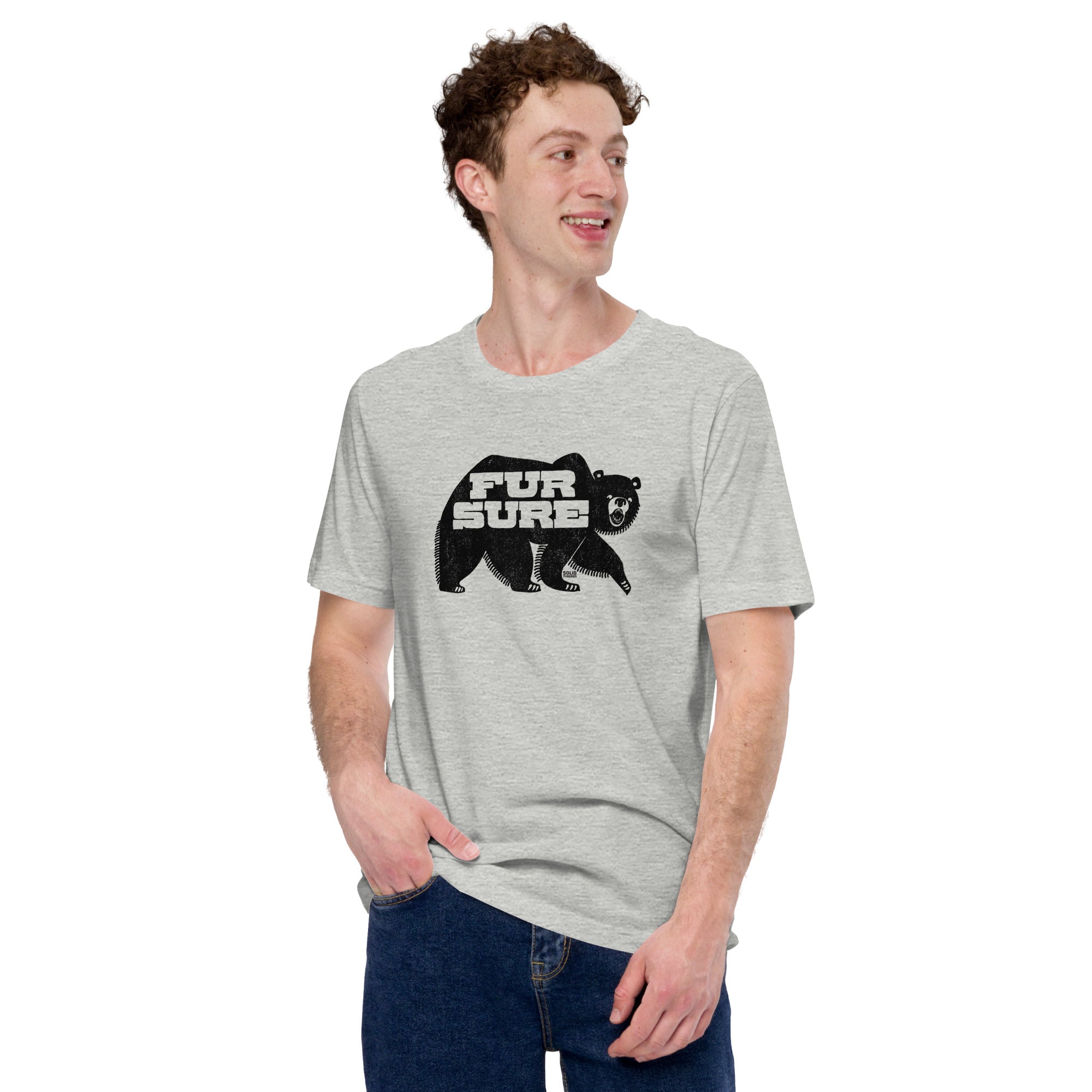 Men's Fur Sure Vintage Soft Style T-Shirt | Cool Bear Tee | Solid Threads