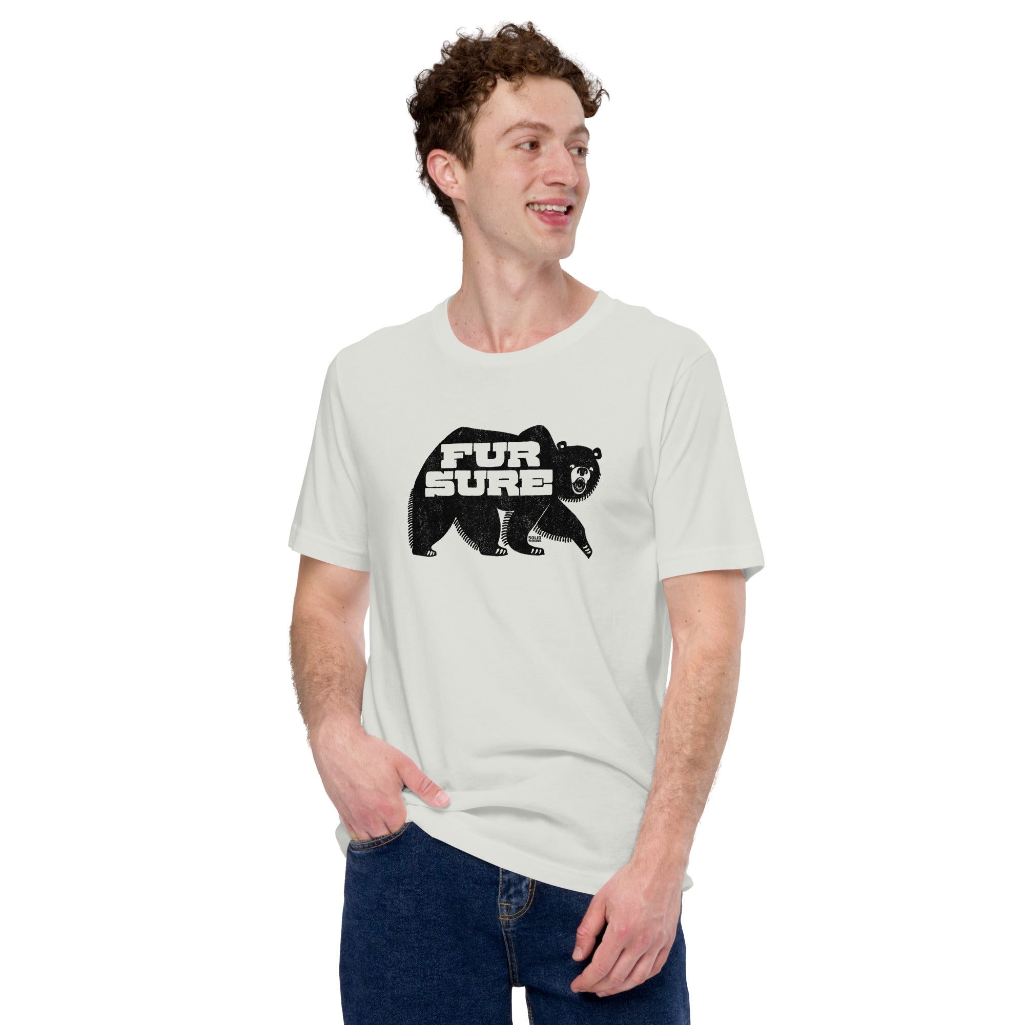 Men's Fur Sure Vintage Soft Style T-Shirt | Cool Bear Tee | Solid Threads