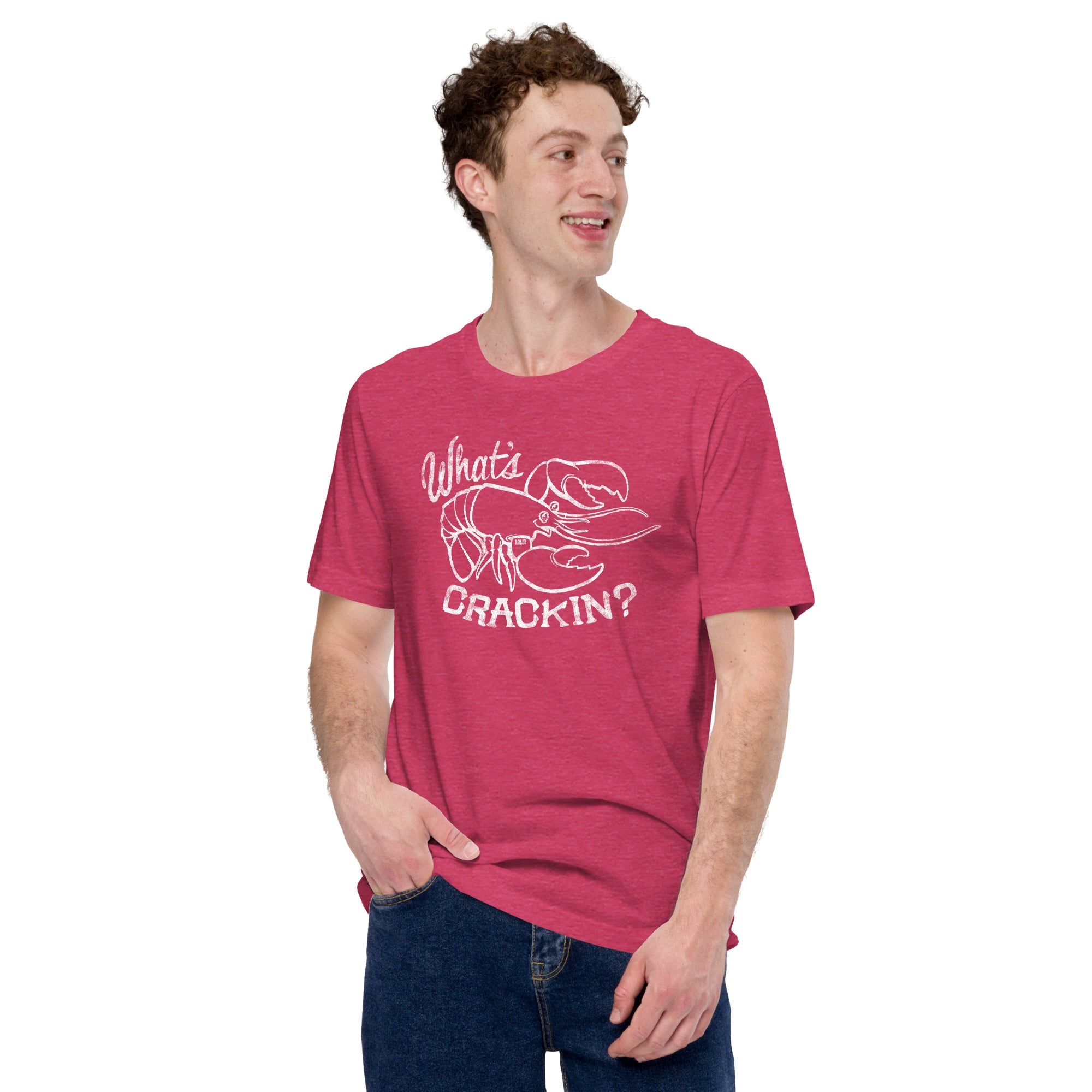 Men's Whats Crackin Funny Soft Style T-Shirt | Vintage Crawfish Tee | Solid Threads