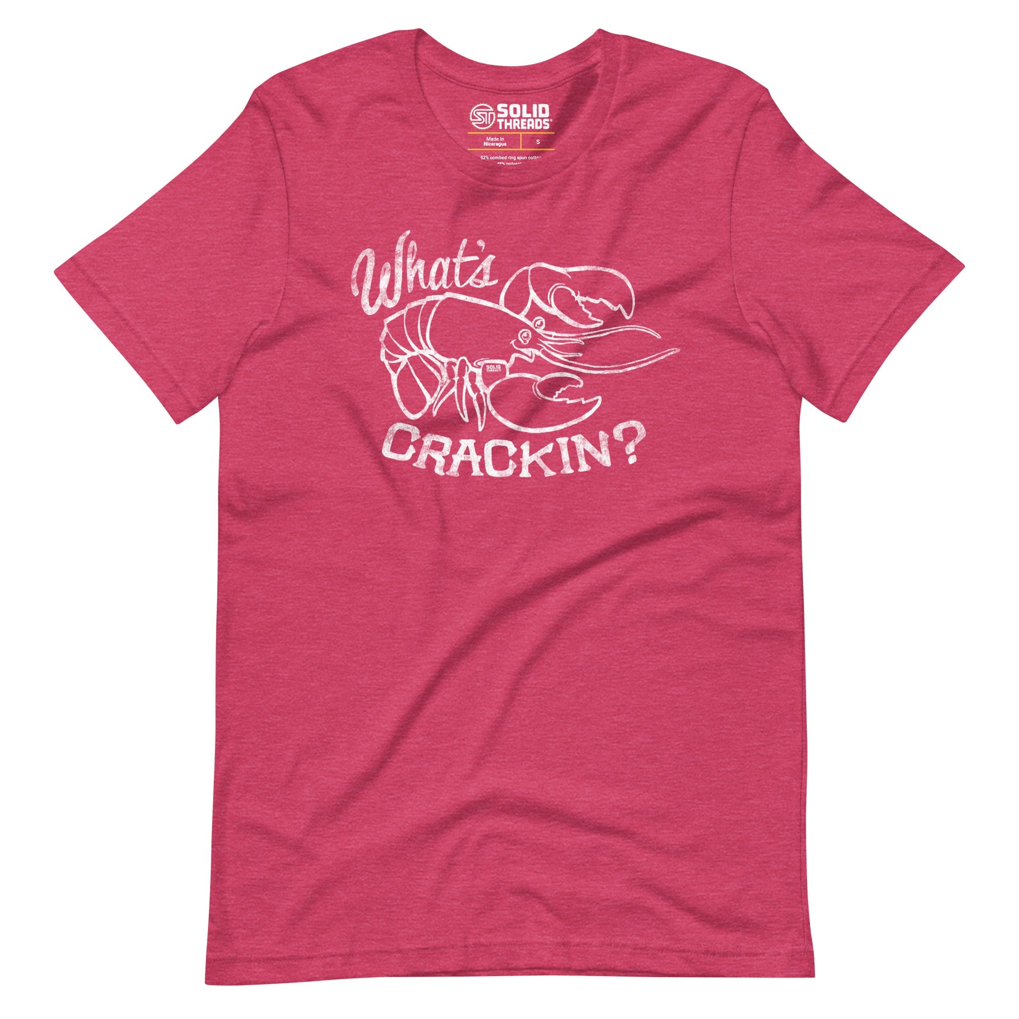 Men's Whats Crackin Funny Soft Style T-Shirt | Vintage Crawfish Tee | Solid Threads