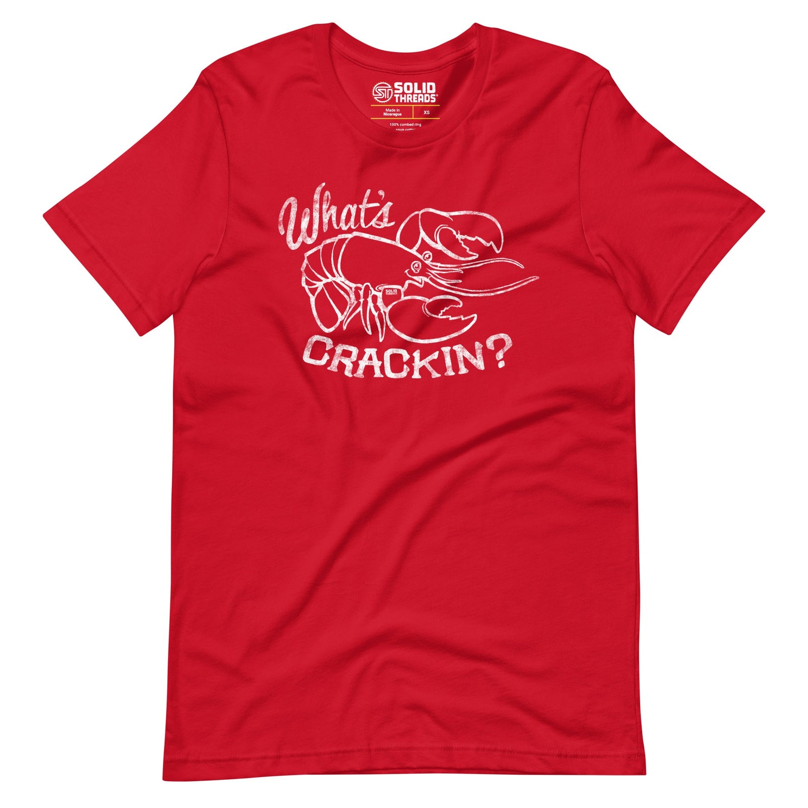 Men's Whats Crackin Funny Soft Style T-Shirt | Vintage Crawfish Tee | Solid Threads