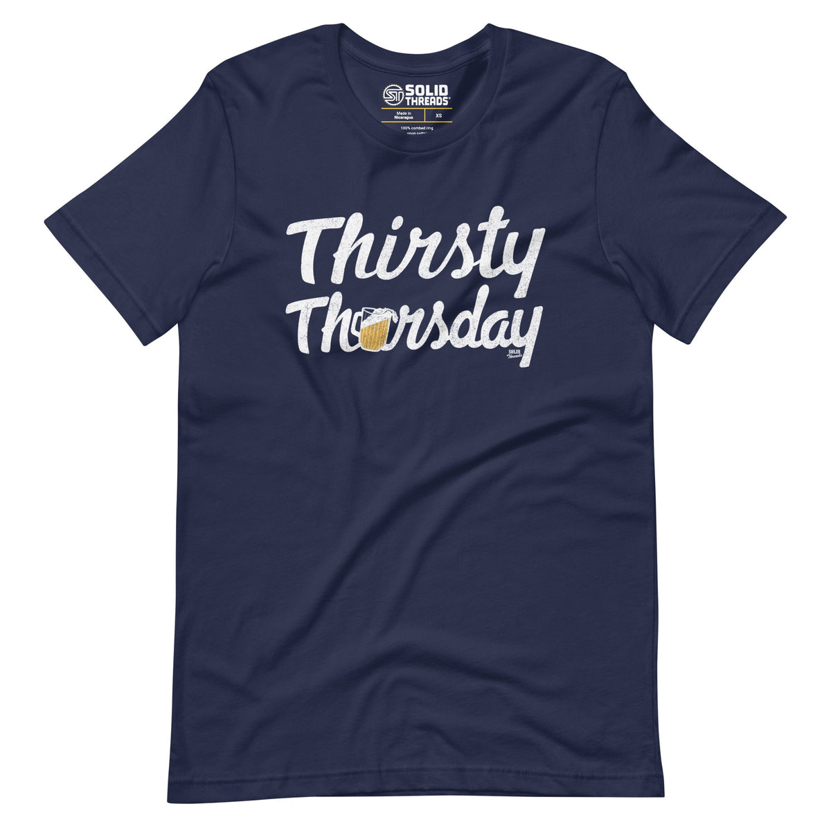 Men&#39;s Thirsty Thursday Vintage Soft Style T-Shirt | Funny Drinking Tee | Solid Threads